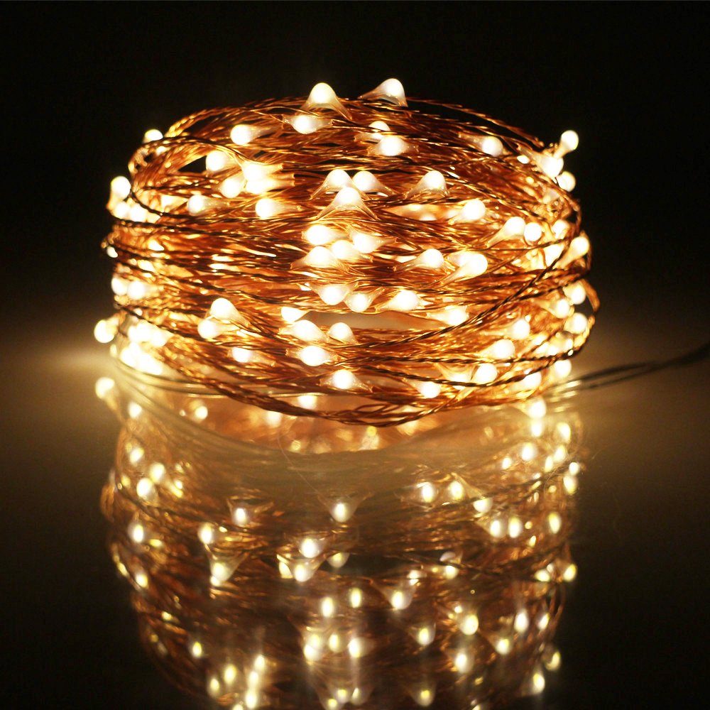 MUPOO Lichterkette Led Lichterkette, 5M 50 LED/10M 100LED/20M 200 LED Kupferdraht, mit USB Party,Garten,Weihnachten,Beleuchtung,Zimmer,lichterketten Warmweiß