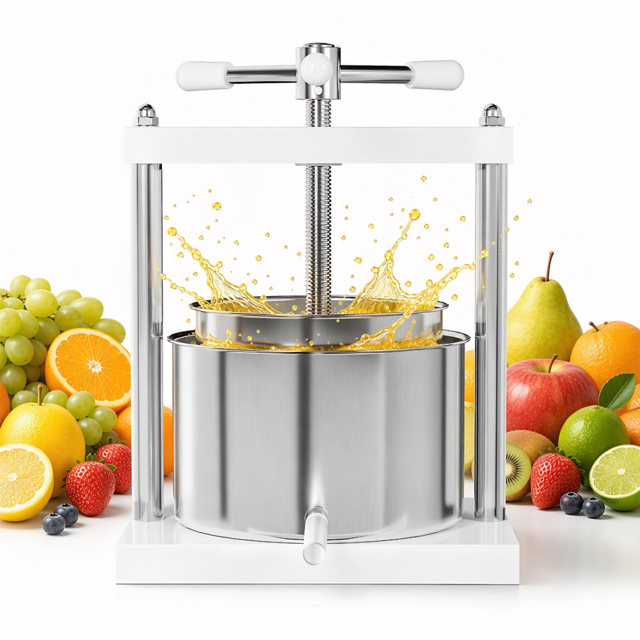 FIVMEN Entsafter Obstpresse Manuell Saftpresse Edelstahl, Fruchtpresse Weinpresse