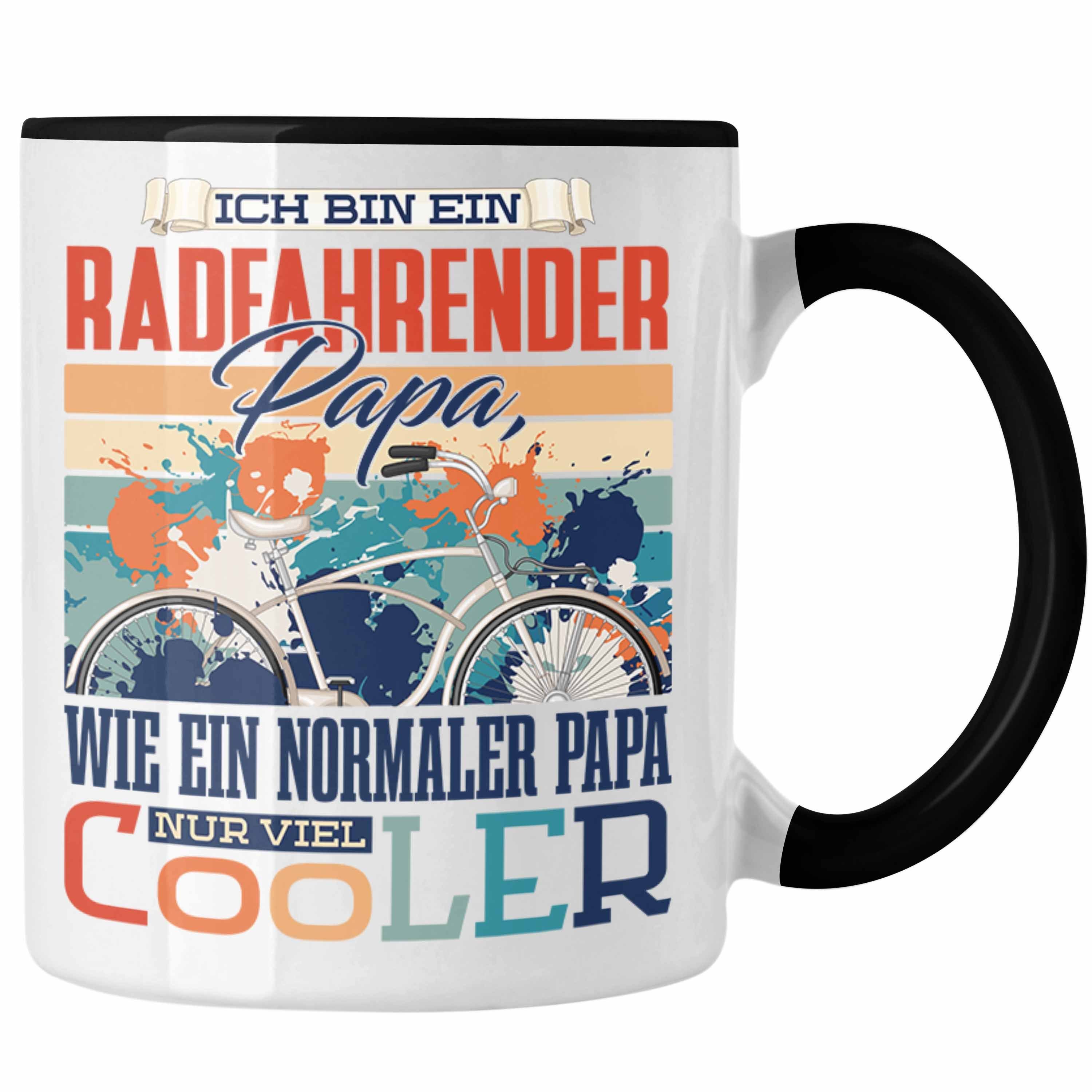 Trendation Tasse Trendation - Fahrrad Papa Tasse Geschenk Vater Geschenkidee zum Vatert Schwarz