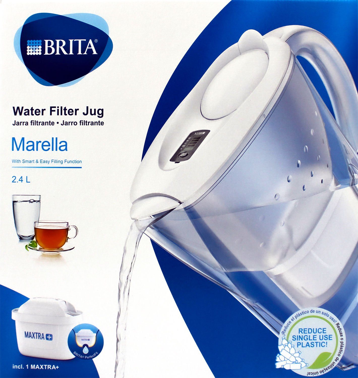 BRITA Wasserfilter BRITA Wasserfilter Marella weiß 2,4L & eine Maxtra+  Kartusche (1er Pac