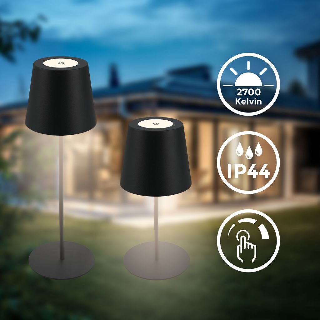 B.K.Licht Tischleuchte Akku LED Tischlampe schwarz günstig online kaufen