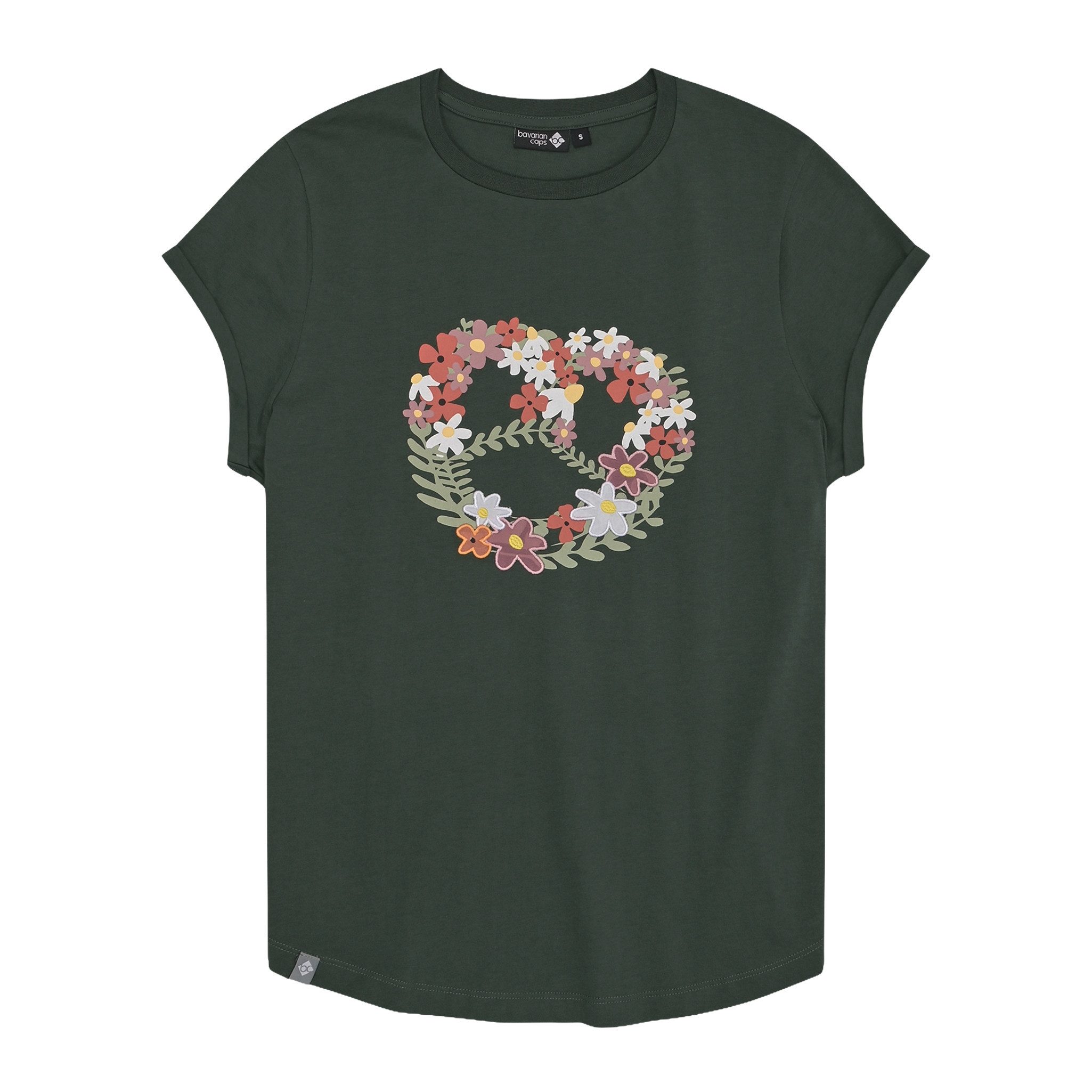 Bavarian Caps T-Shirt Bavarian Caps Damen T-Shirt "Blumenbreze" - tannengrün (T-Shirt, T-Shirt)