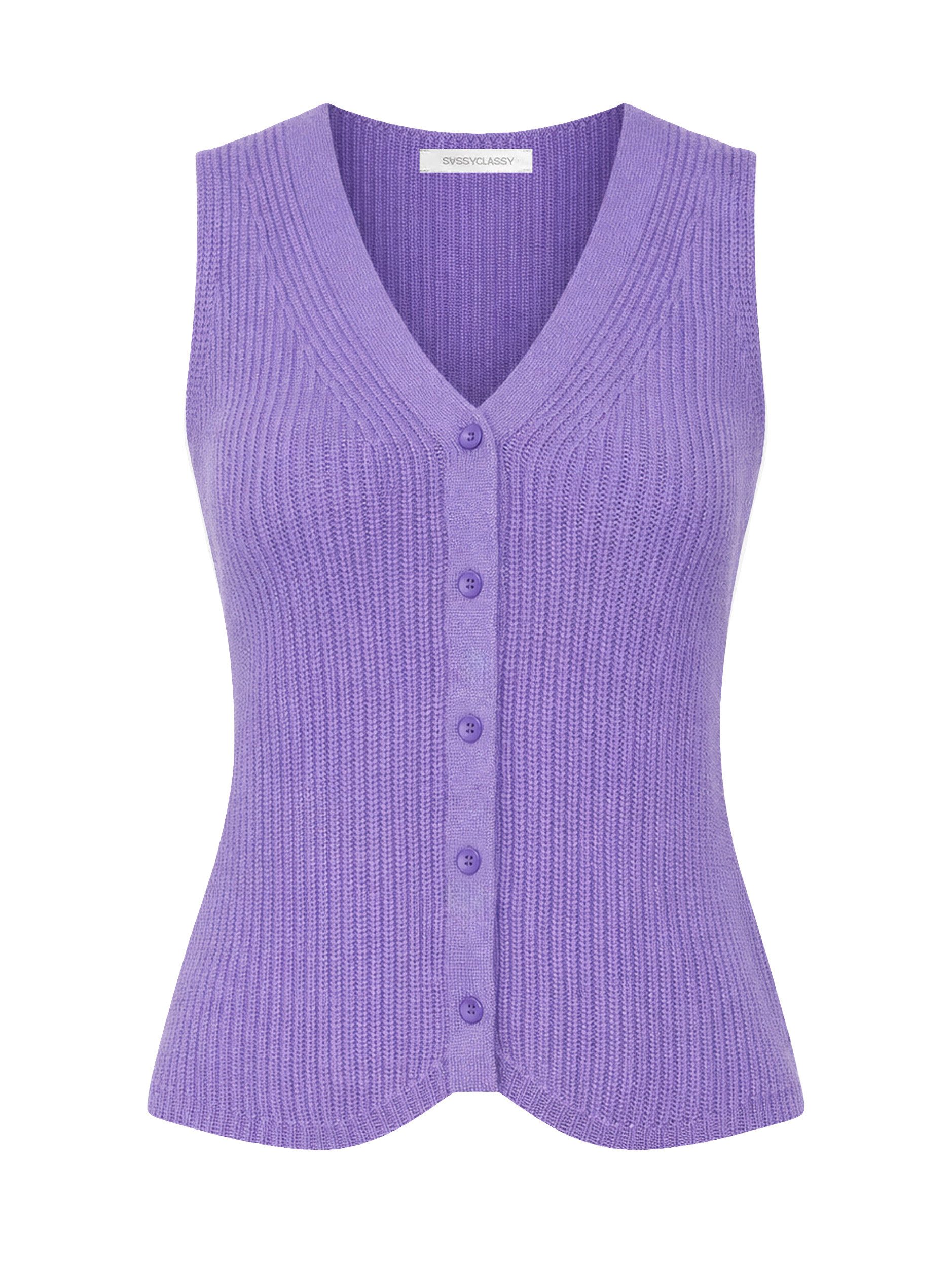 SASSYCLASSY Stricktop Strick-Top mit Knopfleiste für Damen Ärmelloses Top a günstig online kaufen