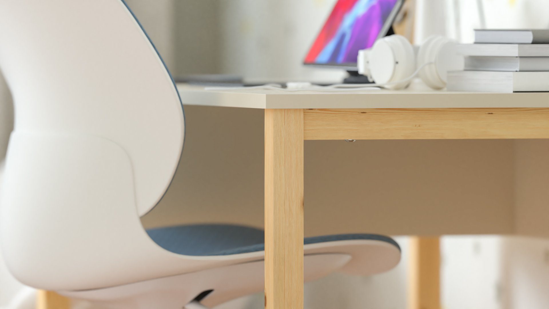 Siblo Schreibtisch Computertisch - Schreibtische - Klein Beige Kinderschreibtische