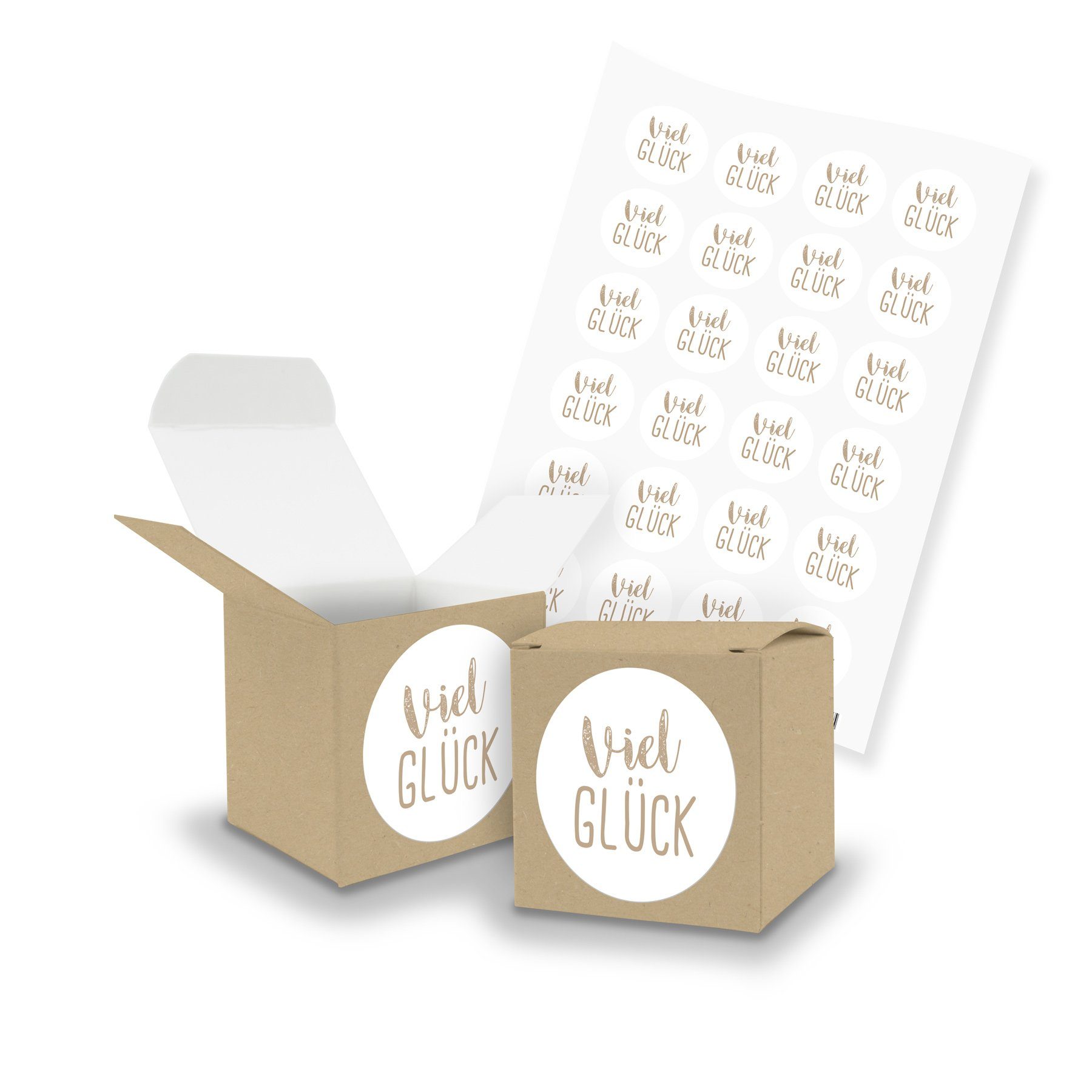 itenga Geschenkpapier itenga SET Glück Viel + (Motiv122) 24x 5cm braun Würfel Sticker