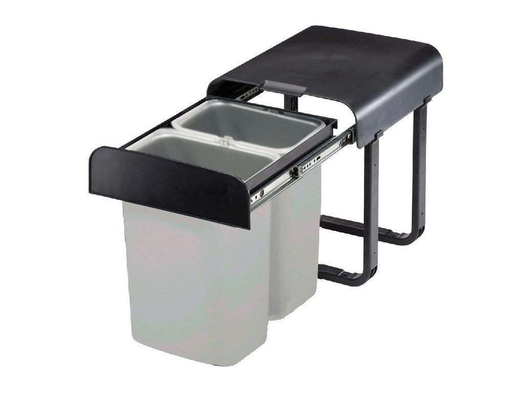 EKOTECH Einbaumülleimer Ekotech Abfallsammler AS88G Aladin grau.schwarz 2x 8 Liter