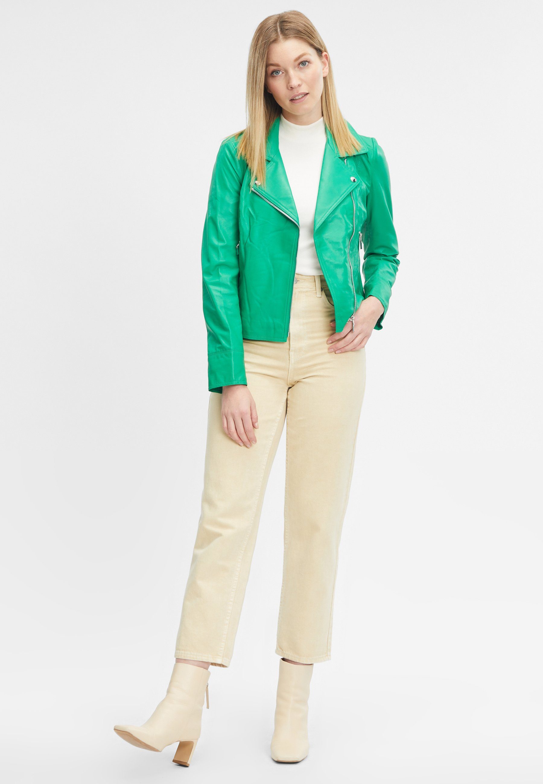 Frogbox Lederjacke Lederjacke Color Up mit dezenten Lederdetails green