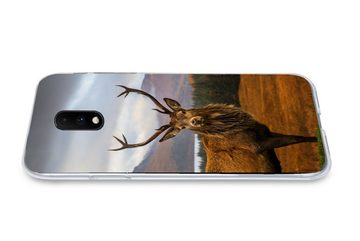 MuchoWow Handyhülle Hirsche - Berge - Wasser - Landschaft - Tiere - Bäume, Phone Case, Handyhülle OnePlus 7, Silikon, Schutzhülle