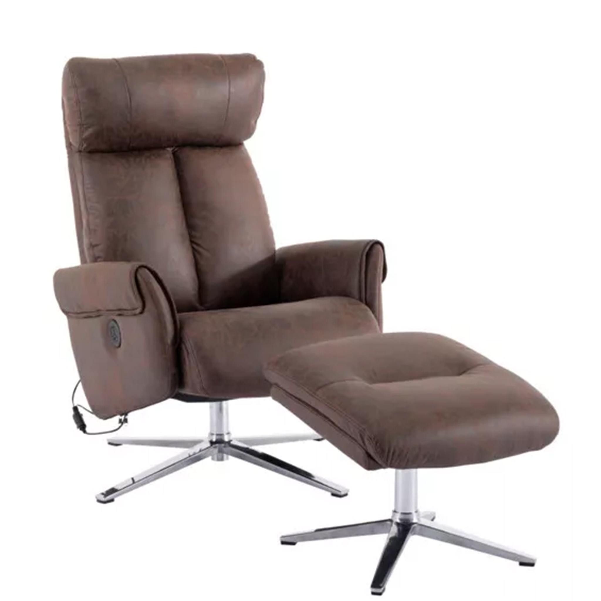 Happy Home Relaxsessel Elektrischer Relaxsessel mit Hocker – USB, 360° drehbar, Kunstleder