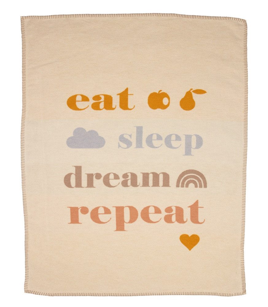 Babydecke Lena 'eat sleep...' 75 x 100 cm Hellgrün, DAVID FUSSENEGGER