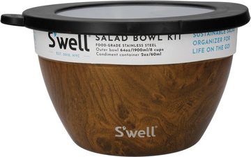 S'well Salatschüssel S'well Onyx Salad Bowl Kit, 1.9L, Edelstahl, (3-tlg), Therma-S'well®-Technologie, vakuumisolierten Außenschale