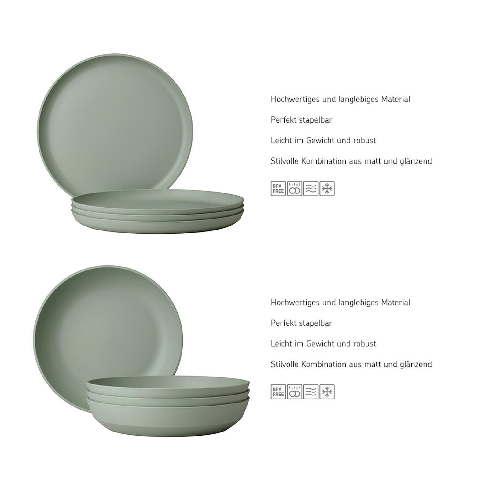 Mepal Tafelservice Silueta Tafel-Set 8er Set (8-tlg), 4 Personen, Kunststoff