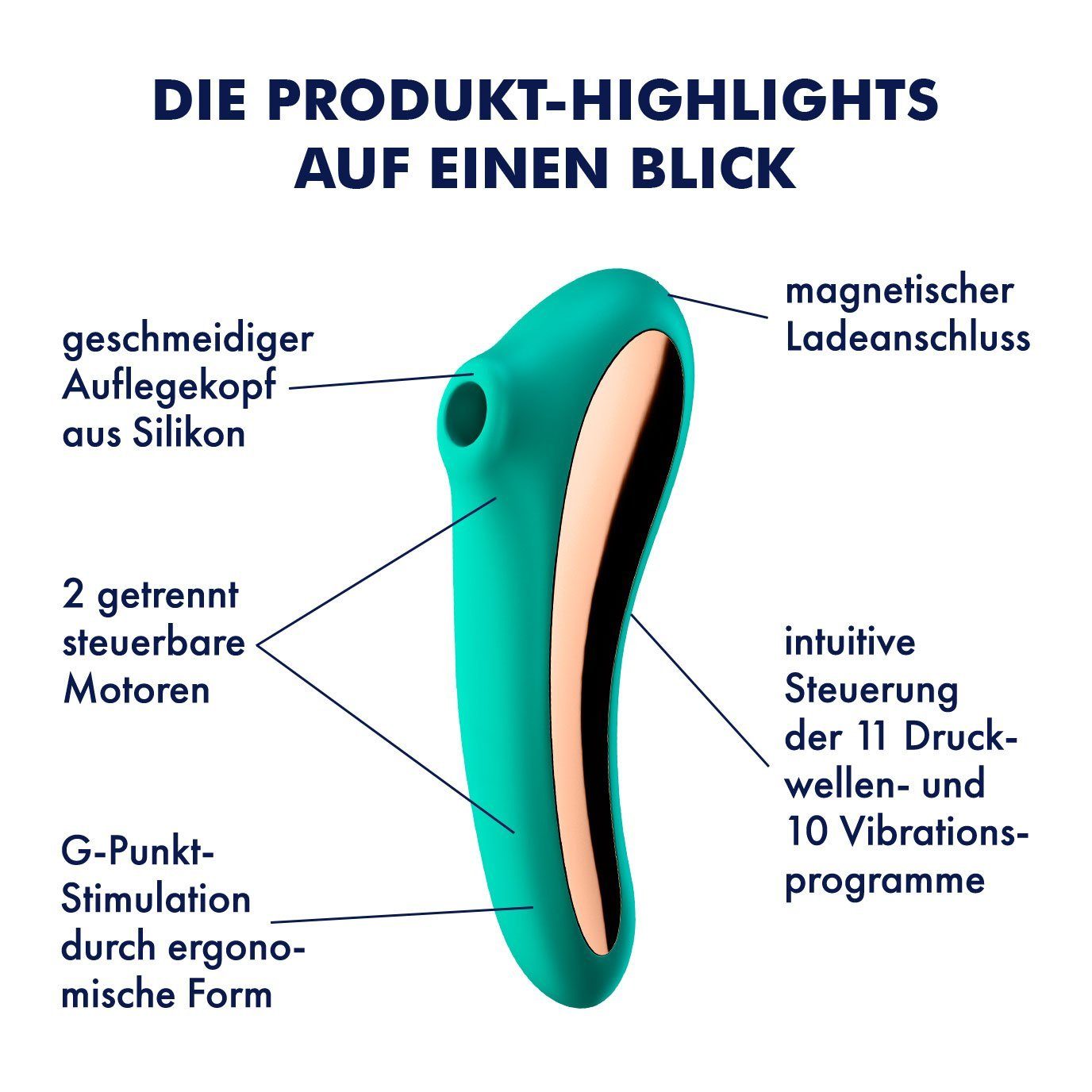 wasserdicht + grün Druckwellentoy, Klitoris-Stimulator 'Dual Kiss', 2:1 Vibrator Satisfyer Satisfyer