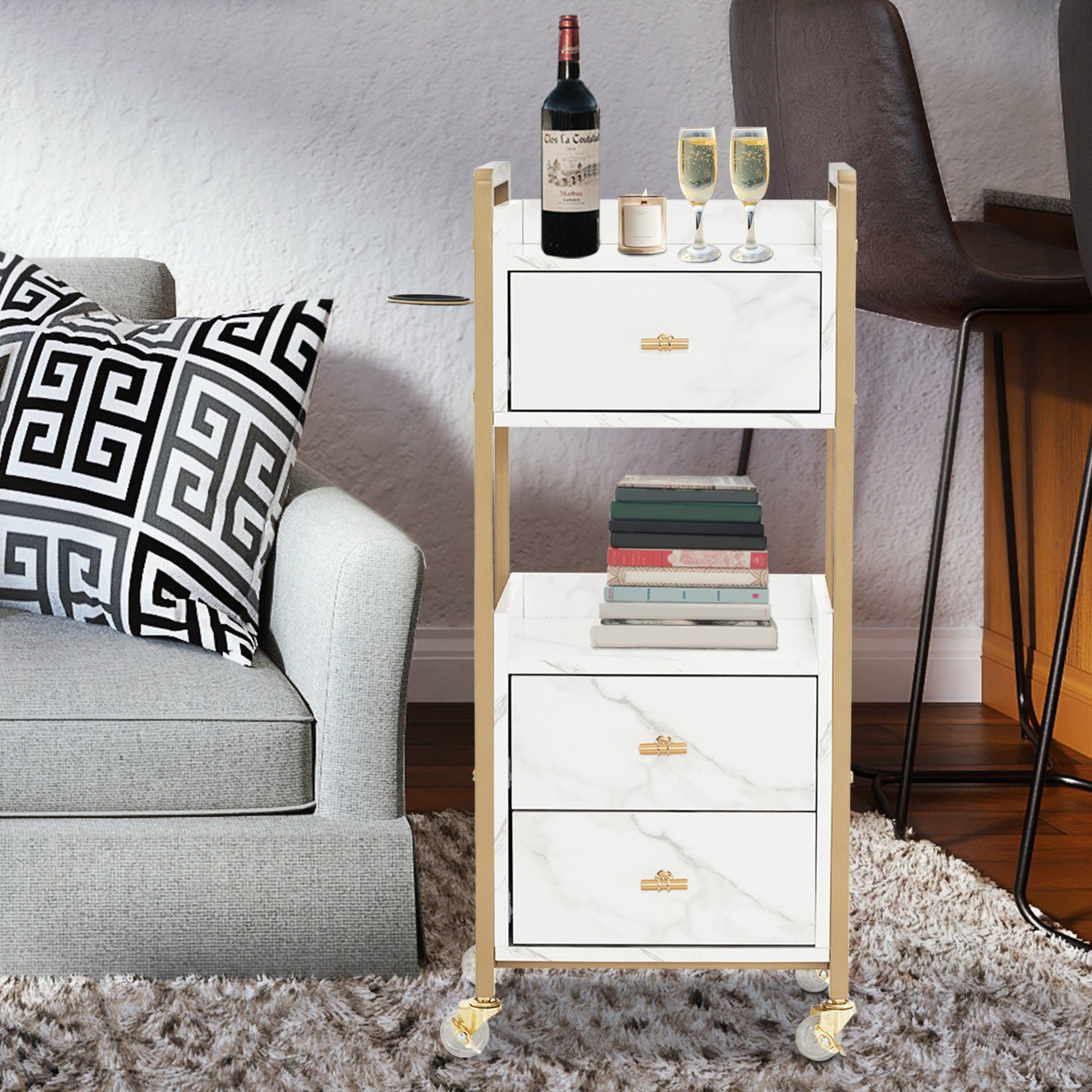 MCombo Servierwagen M MCombo Friseurwagen mit Rollen & 3 Schubladen, Servie günstig online kaufen