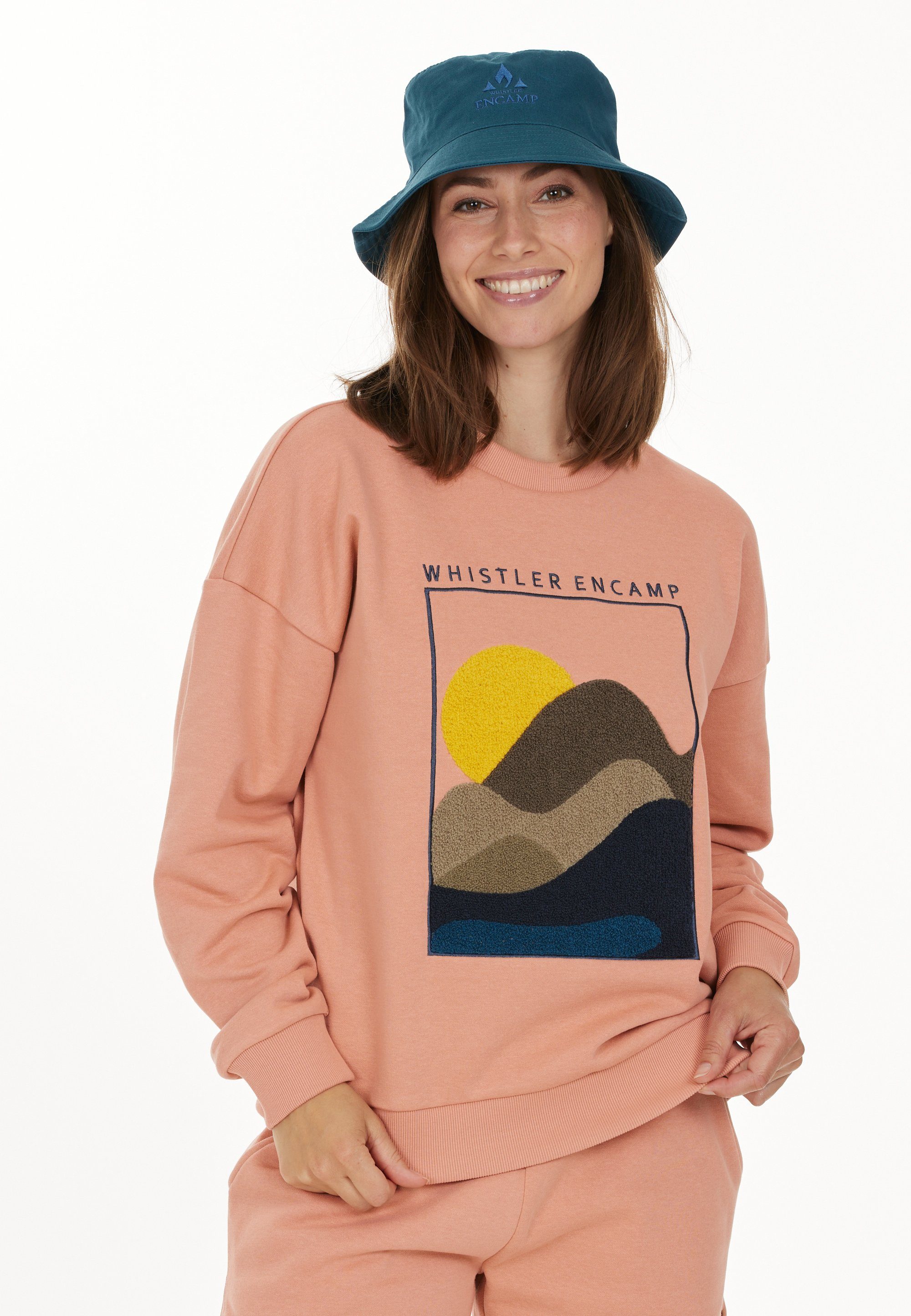 Natura einzigartiger Grafik WHISTLER Sweatshirt texturierter apricot mit