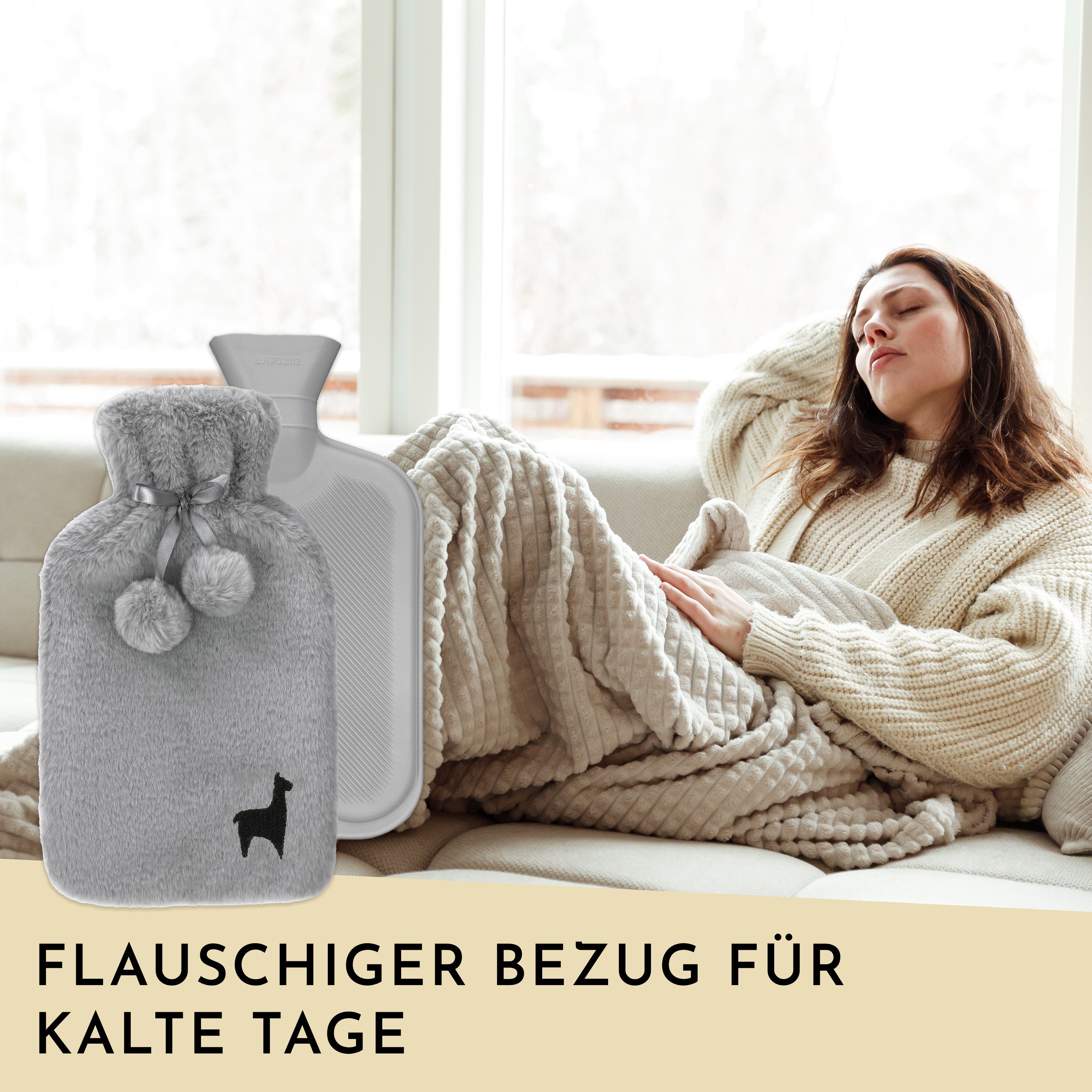 Nordstern Wärmflasche mit Weichem Bezug 1,8 L, für Erwachsene, Kinder, und Teenager