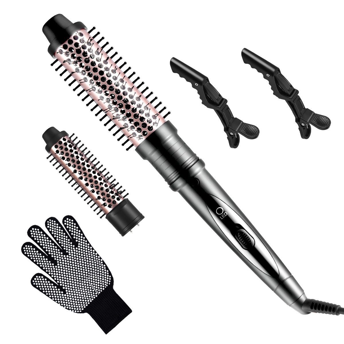 CkeyiN Pro Lockenstab Große Locken Keramik Lockenstyler Austauschbar 32/38mm Lockenbürste, PTC-Heizung, Verbrühungsschutz-Spitzendesign, kostenlose Handschuhe