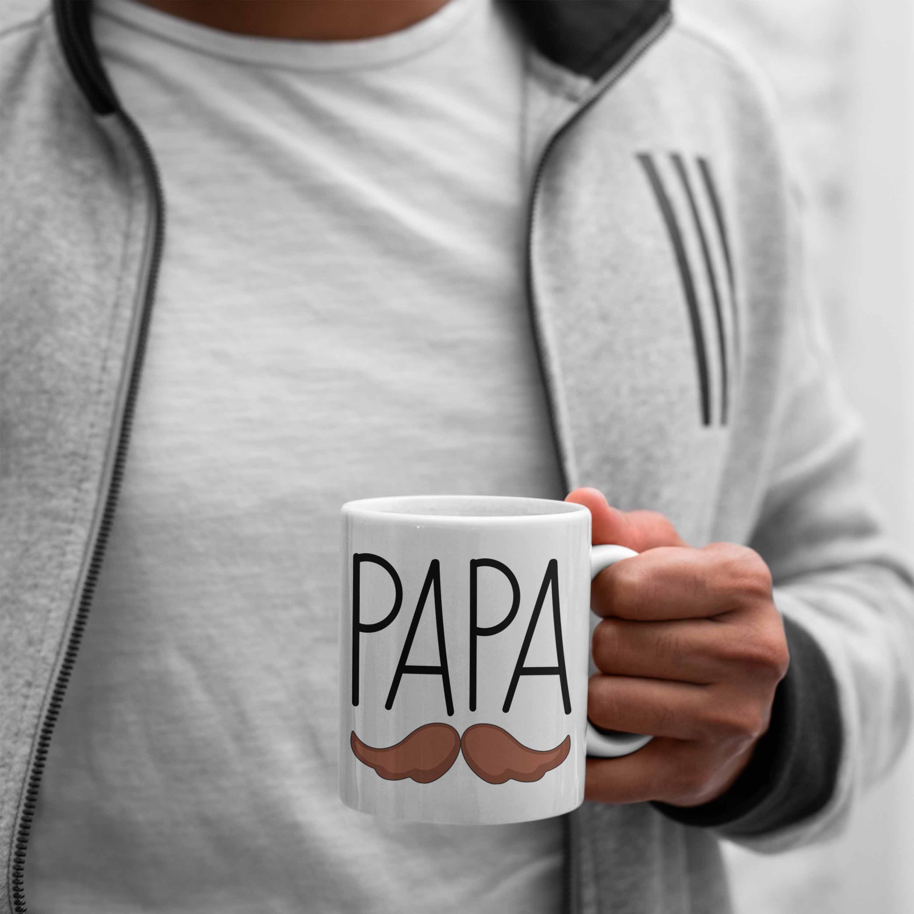 Vatertag Lustig Geschenkidee Tasse Papa Weiss Schnurrbart Tasse Geschenk Trendation