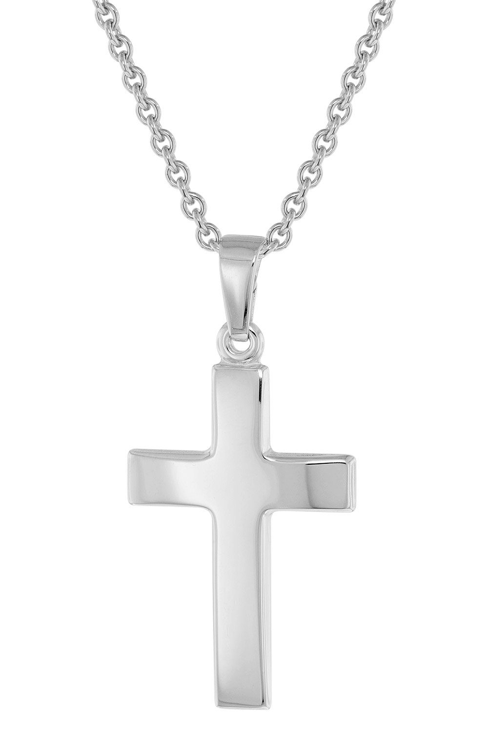 Kette mit Anhänger Kreuz-Anhänger 21 mm Weißgold 333 (8 Karat) mit Silberkette