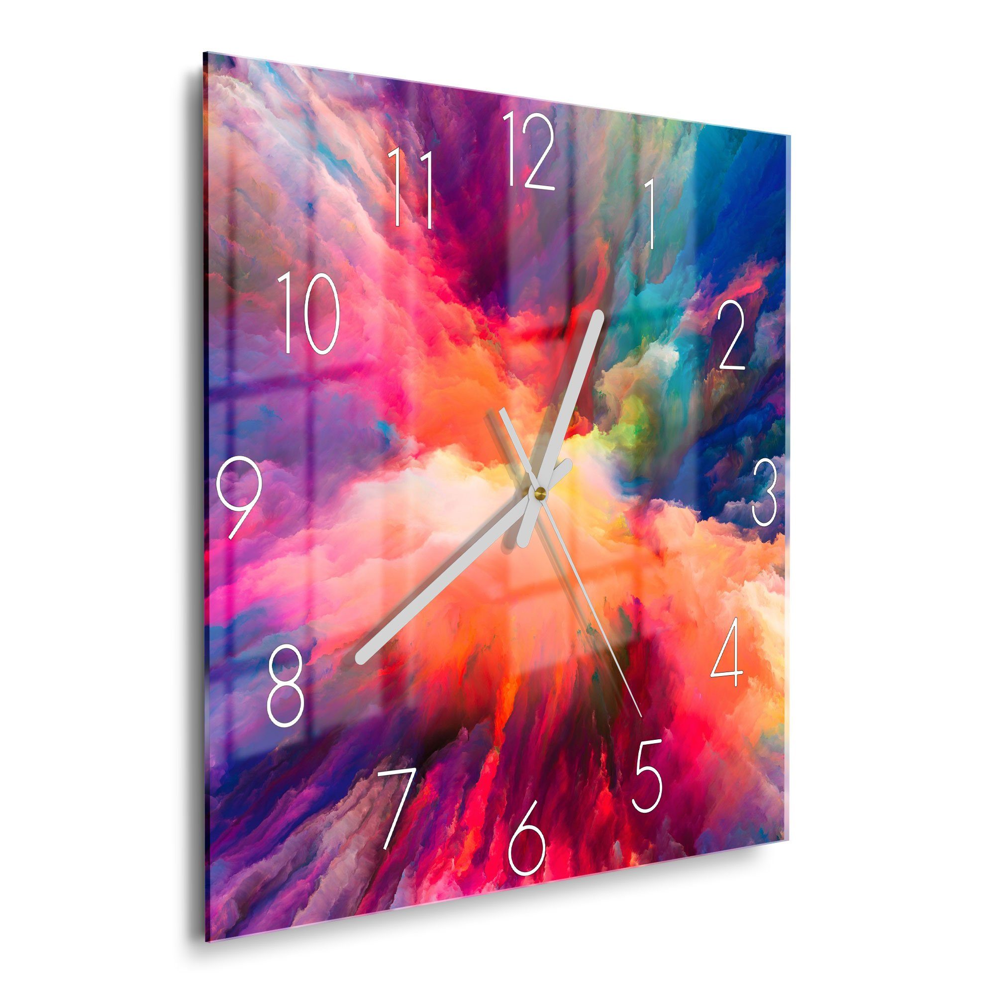 DEQORI Wanduhr 'Bunte Farbwolke' (Glas Glasuhr günstig online kaufen