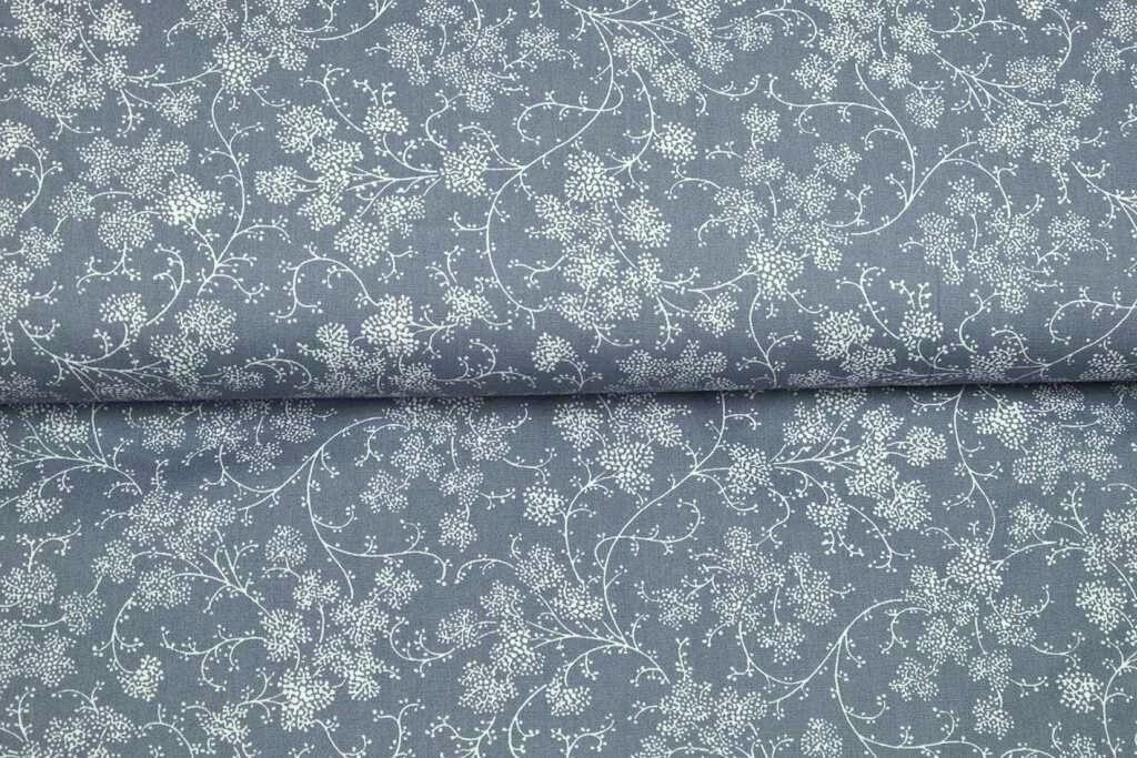larissastoffe Stoff Baumwollstoff Blüten Ranken, grau, Baumwolle Webware, 12,90 EUR/m, Meterware, 50 cm x 140 cm