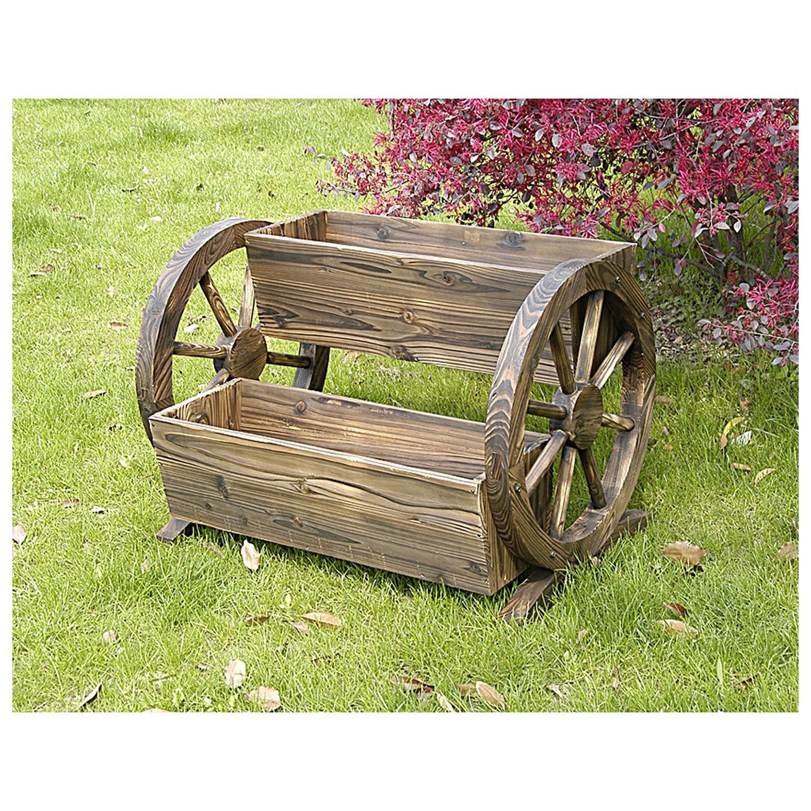 HTI-Living Blumenkasten Blumenkasten mit 2 Pflanzgefäßen Rustikal (Stück, 1 St., 1 Blumenkasten), Pflanzkübel mit Wagenrad