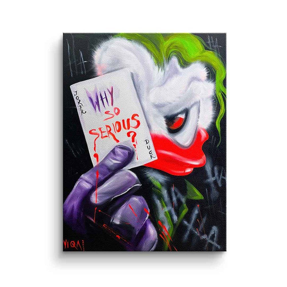 DOTCOMCANVAS® Leinwandbild, Leinwandbild Joker so Art Why mit Rahmen Rahmen Duck ohne serious by Viqa premium