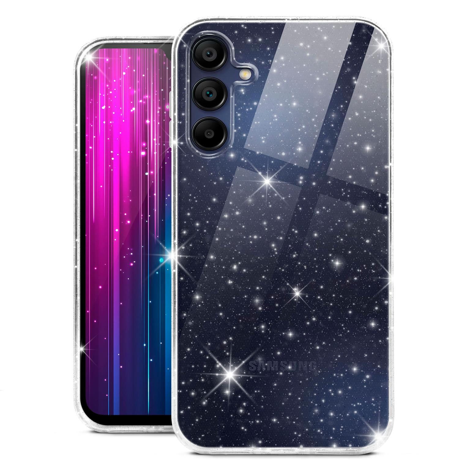 moex Handyhülle für Samsung Galaxy A15 (4G) Hülle Glitzer Dünn Sparky Case Clear 6,5 Zoll, Silikon Schutzhülle Durchsichtig Design Glitzerhülle Cover Ultra Slim