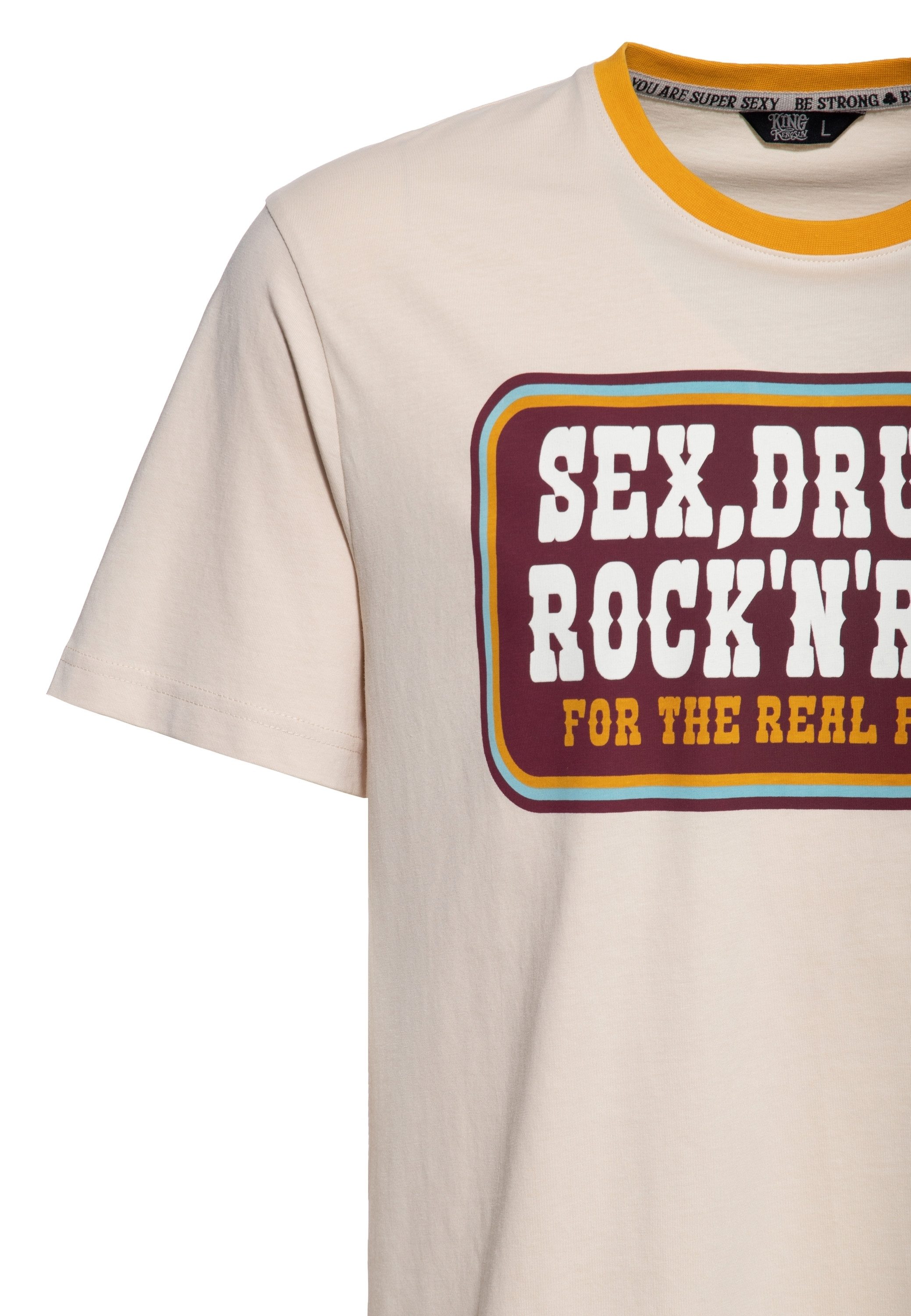 KingKerosin Print-Shirt Sex, Drugs & Rock 'n' Roll (1-tlg) mit Statement-Print