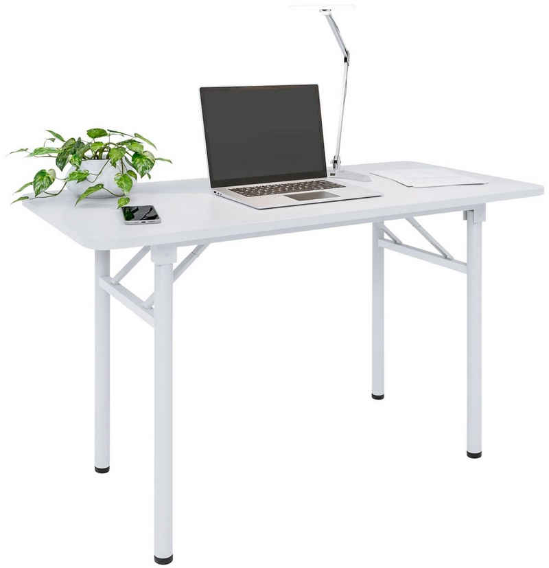 CLP Schreibtisch PC-Tisch Lewisville, klappbar, Holz & Metall, weiß
