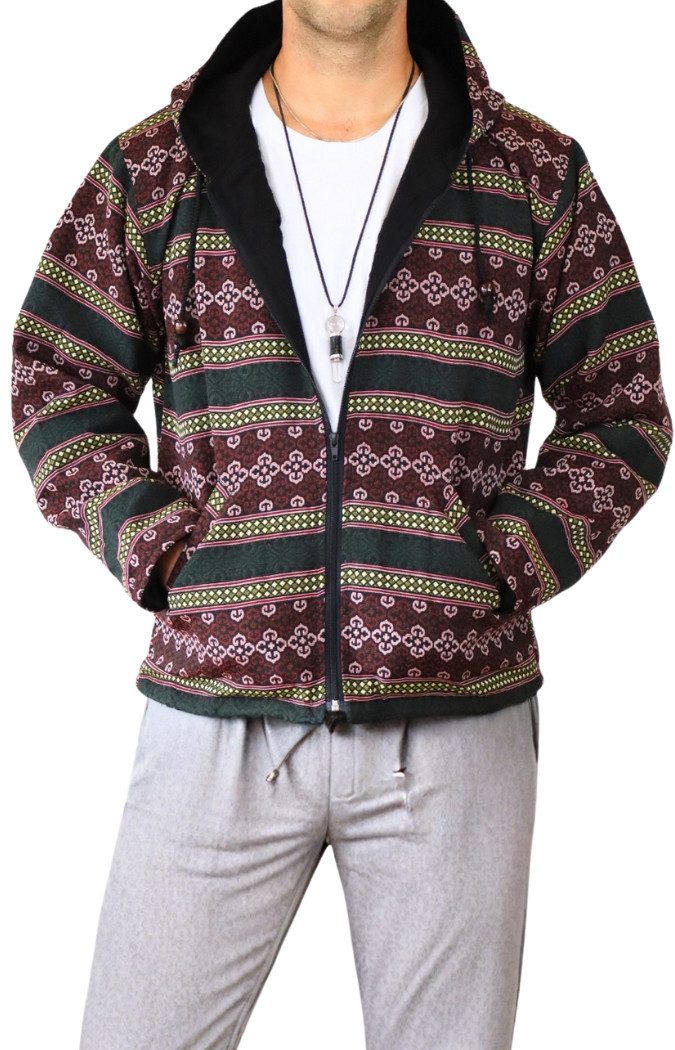 PANASIAM Wolljacke Webstoffjacke mit Ethno Muster, Unisex