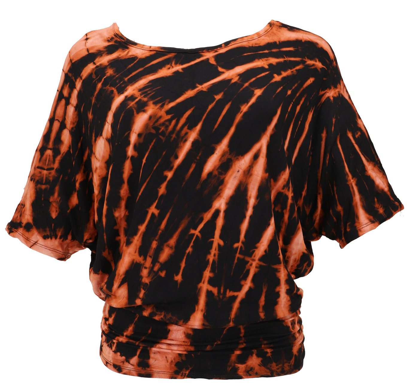Guru-Shop T-Shirt Batikshirt mit Fledermausärmeln, lockeres.. Festival, Ethno Style, Hippie, alternative Bekleidung