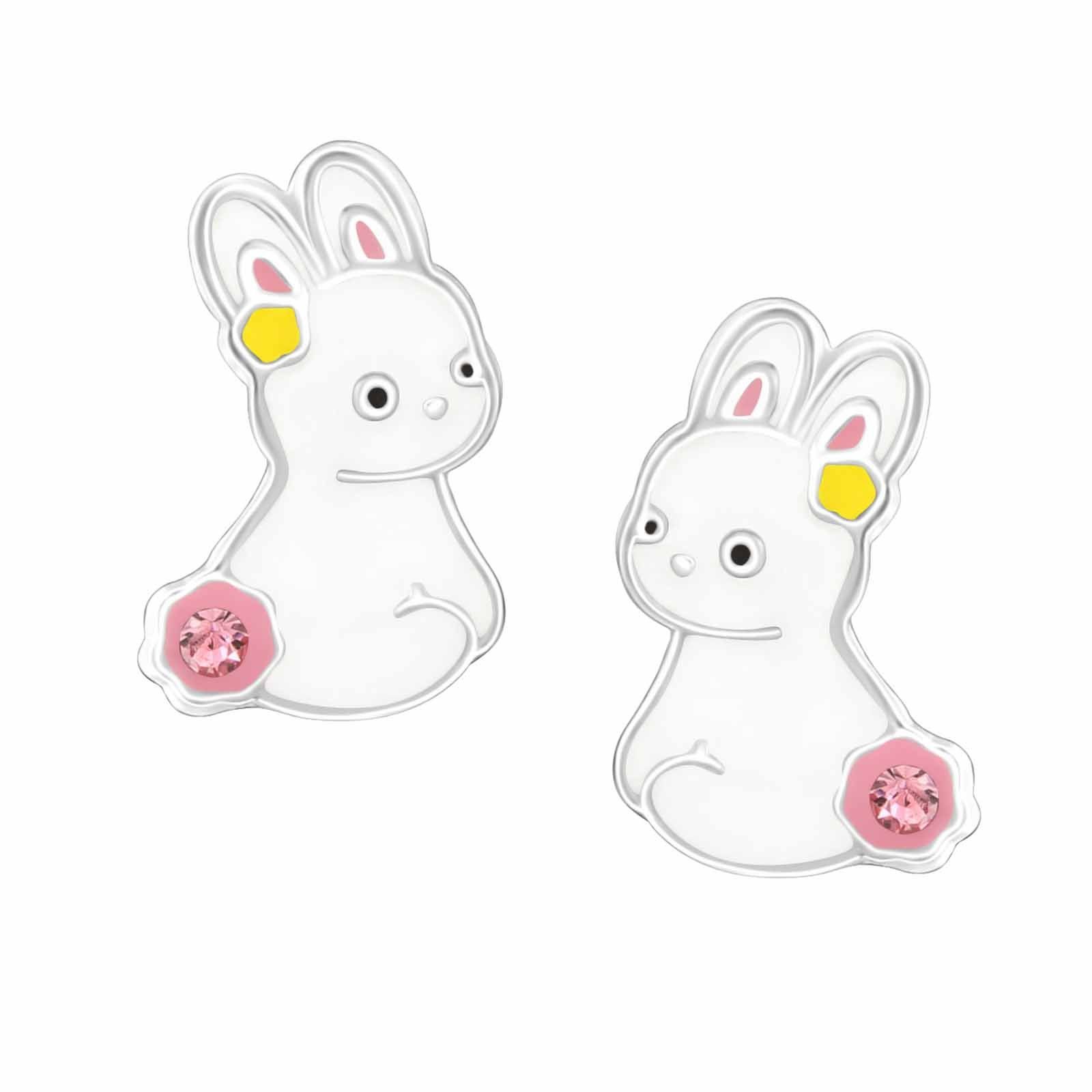 Gefertigt Geschenk echte Silberohrringe, Kinderschmuck Ohrringe Mädchen Hase 925 Paar Kinder schmuck23 aus Silber Ohrstecker 925er Silber, Ostern