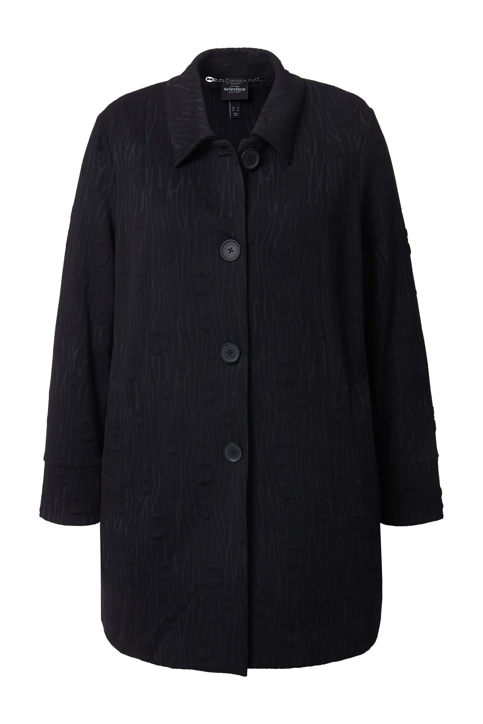 Ulla Popken Blusenblazer Jacquard-Jerseyblazer A-Linie Hemdkragen Langarm günstig online kaufen