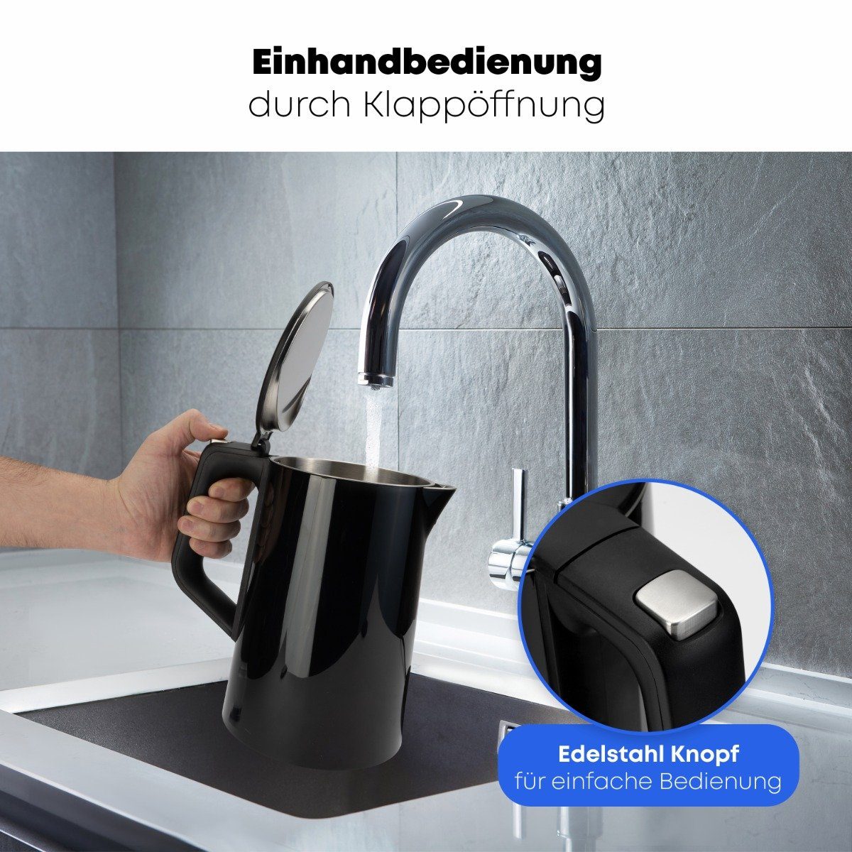 ProfiCook Wasserkocher PC-WKS 1243, 1,7 L Temperatureinstellung 50°-100°C, Soll & Ist Temperaturanzeige – Bild 5 von 5
