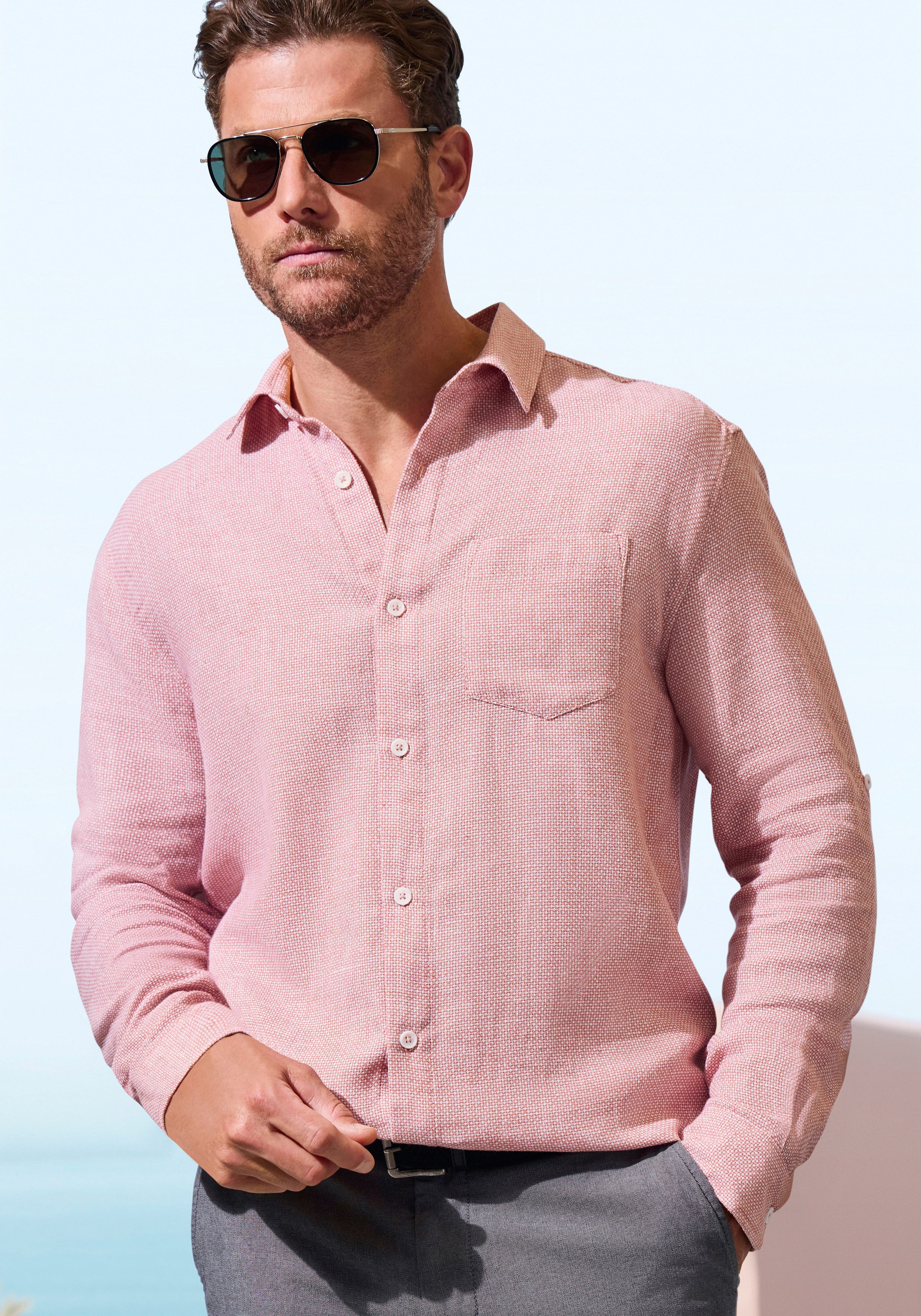 John Devin Leinenhemd, Langarmhemd Luftiges Freizeithemd mit Krempelfunktion. € 39,99