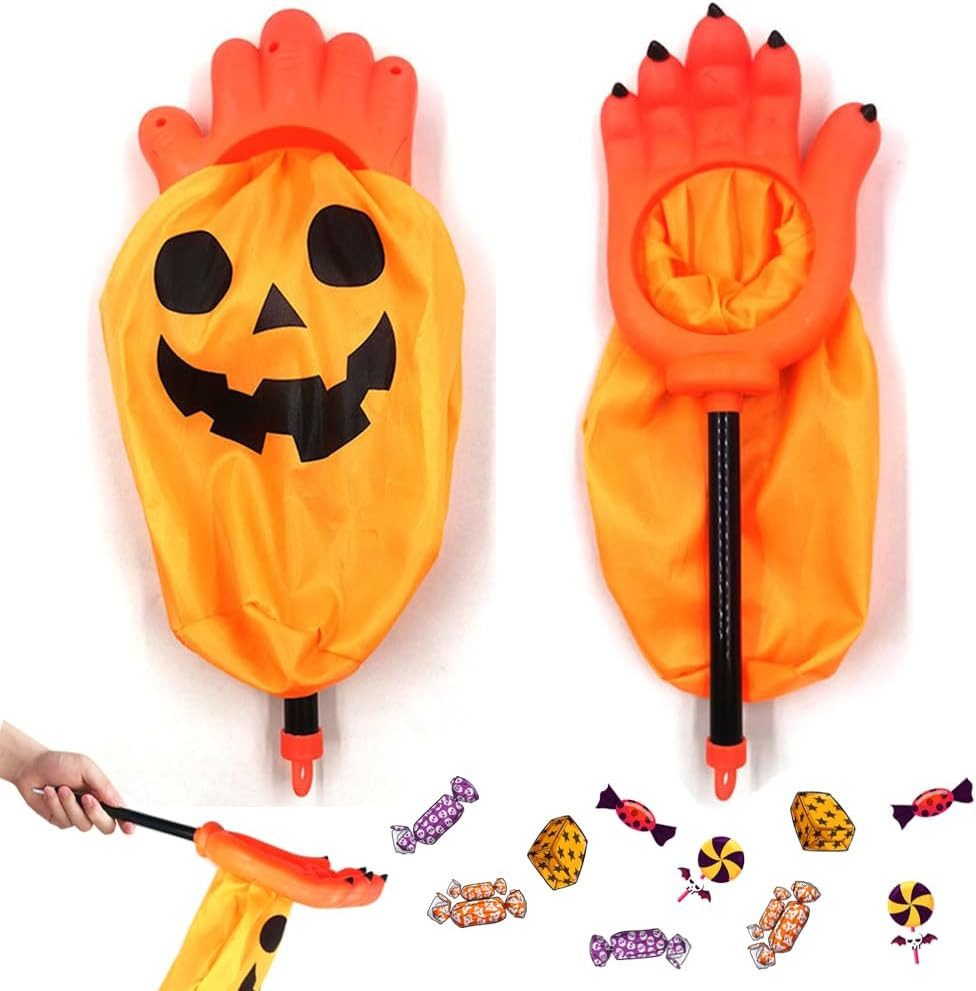 FELIXLEO Einkaufsshopper 2 Stück Halloween Tasche mit Griff, Monster Hand Süßigkeitentasche