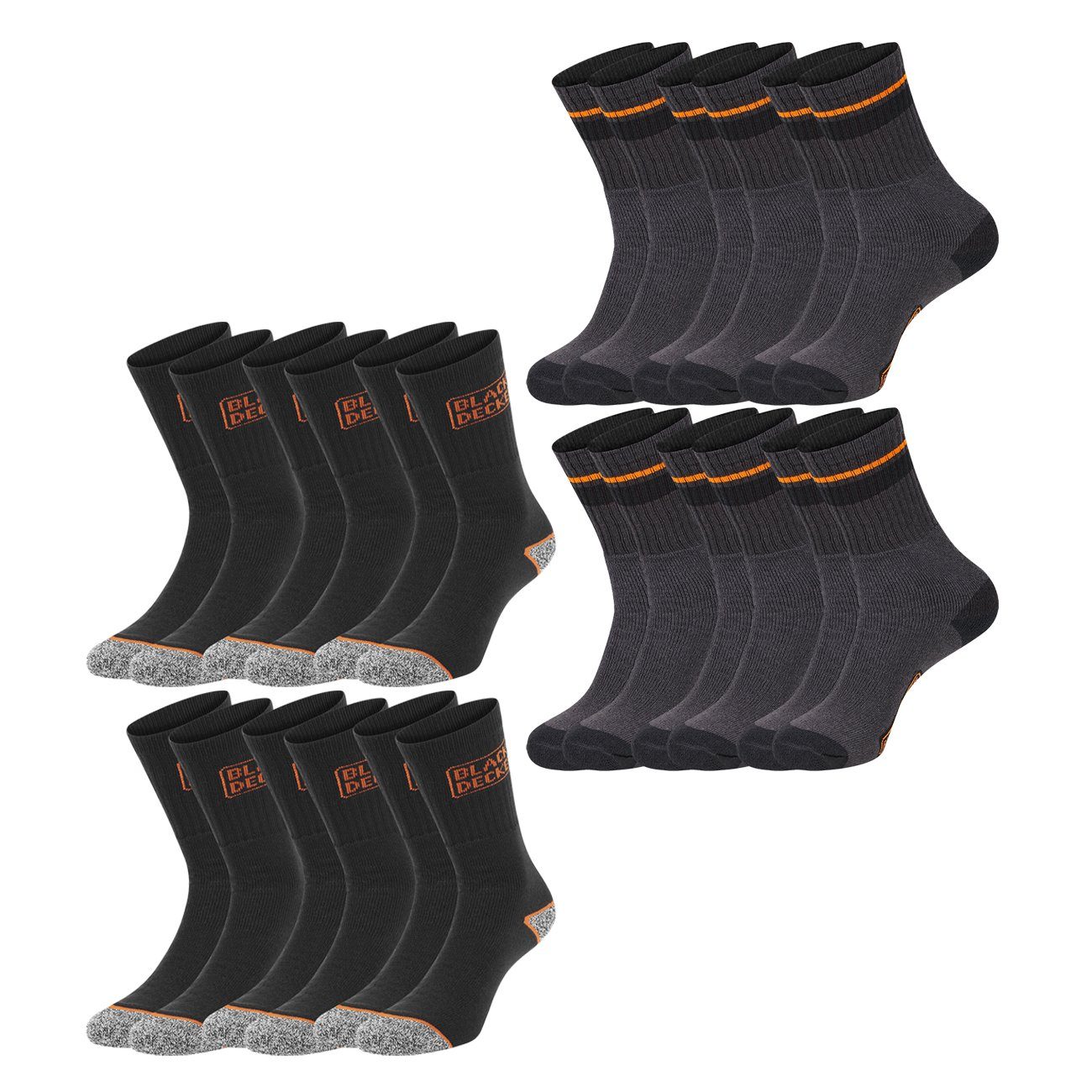 6 Paar Black & 6 Paar Black/Grey
