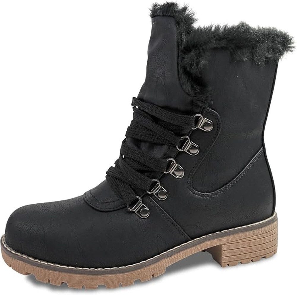 Pogolino ST803 Stiefelette Damen Stiefeletten warm gefüttert Boots mit Reißverschluss