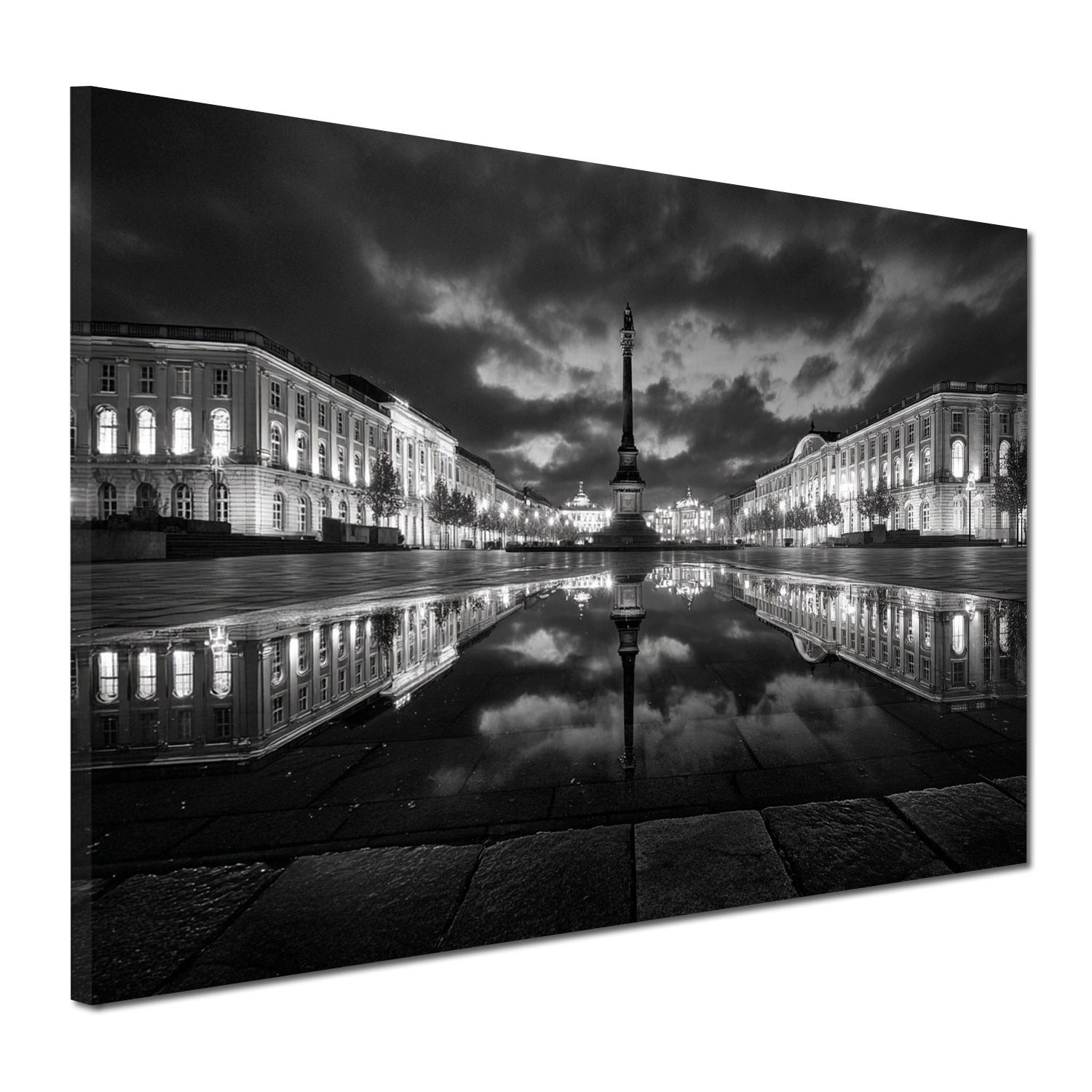 Artedinoi Leinwandbild Schlossplatz Stuttgart Innenstadt schwarz weiß Wandbild Leinwandbild K, Schlossplatz Stuttgart, S/W