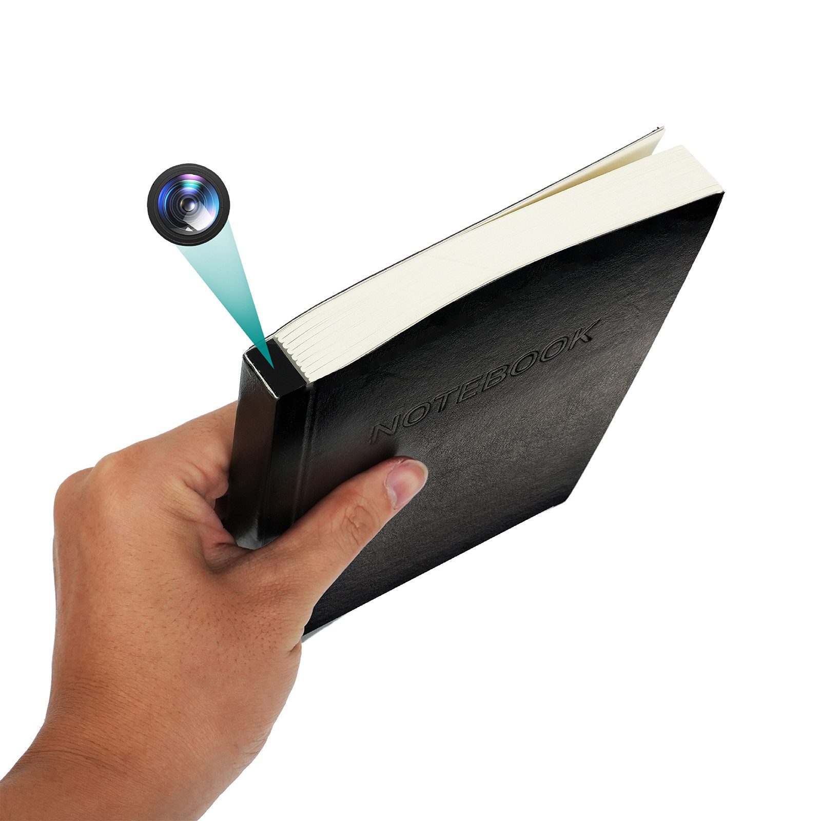 SpionProfi Überwachungskamera 64GB Mini Kamera FULL HD Notizbuch Video Ton Aufnahme Überwachung Cam (Innenbereich, 1-tlg., Versteckte Kamera Mini Spycam Video Ton Aufnahme Haus Büro Geschäft)