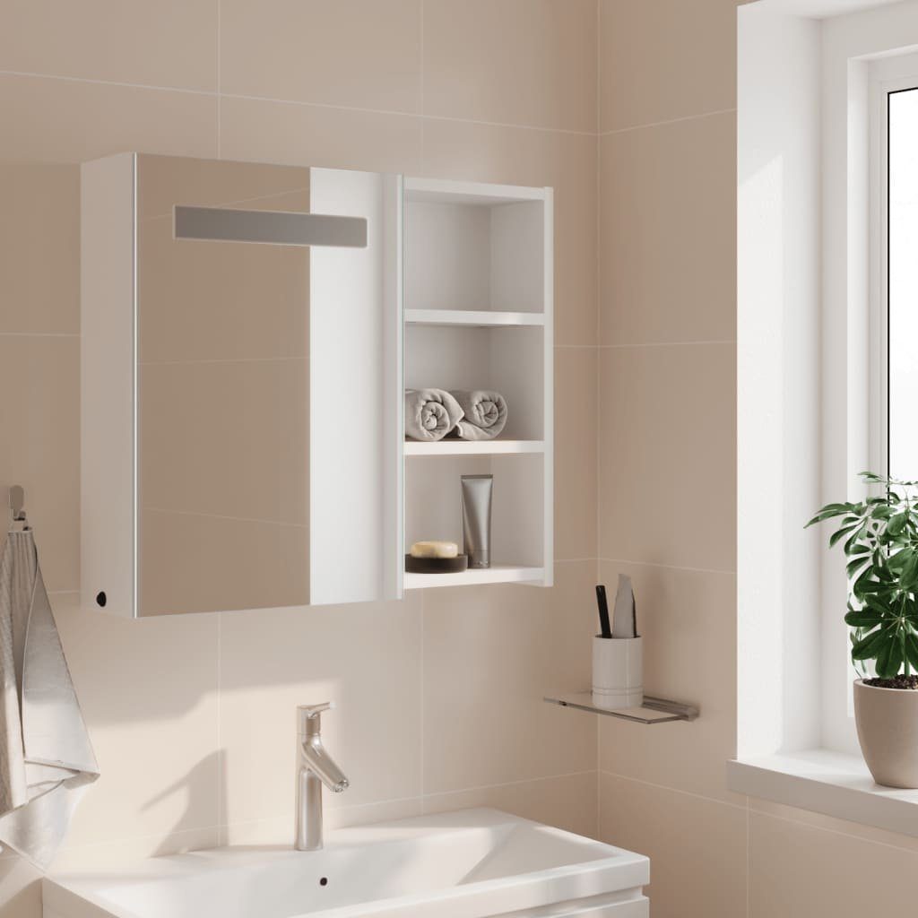 60x13x52 (1-St) Weiß Badezimmerspiegelschrank mit vidaXL LED-Beleuchtung cm Spiegelschrank