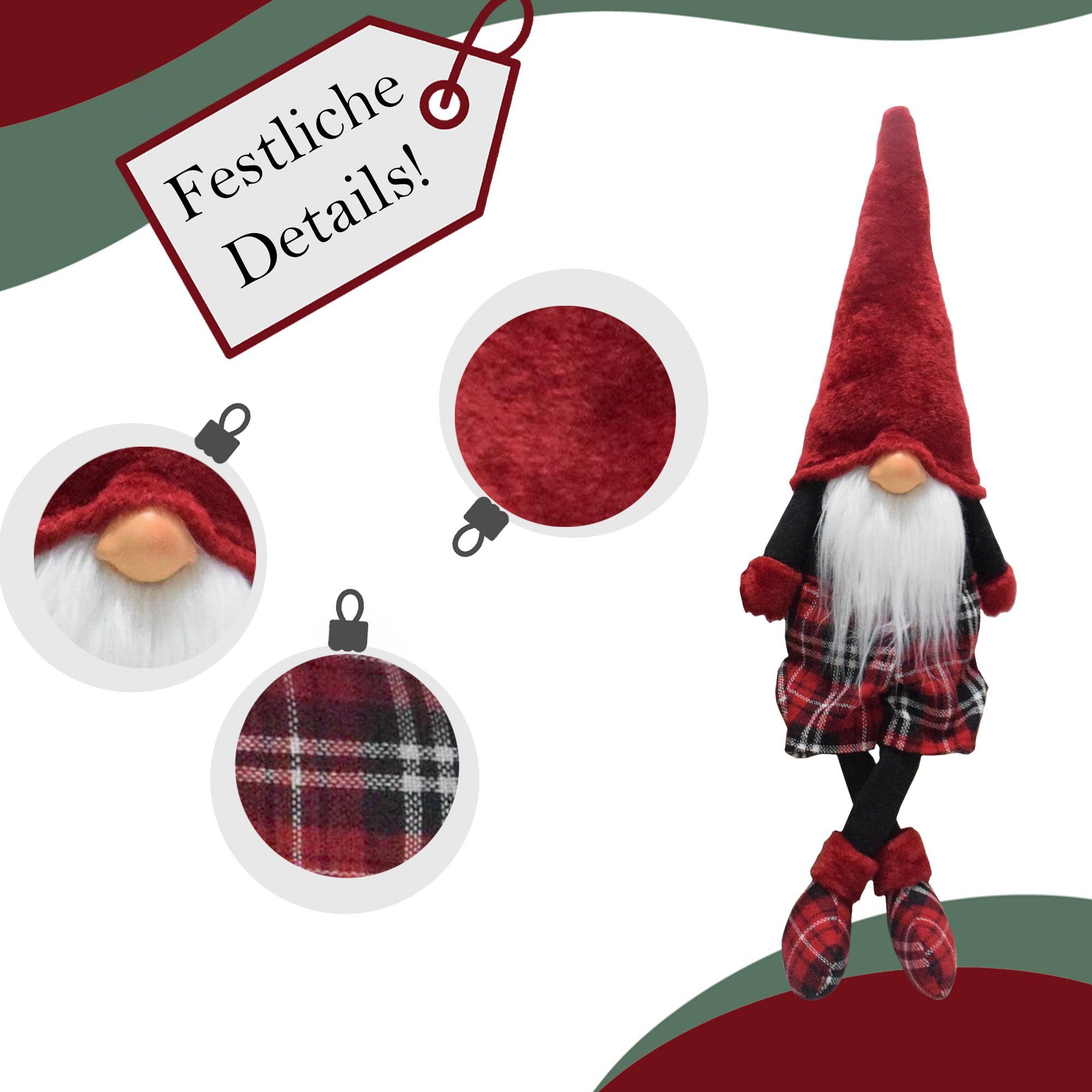 Lemodo Wichtel Kantenhocker 2er Set, Weihnachtsdeko