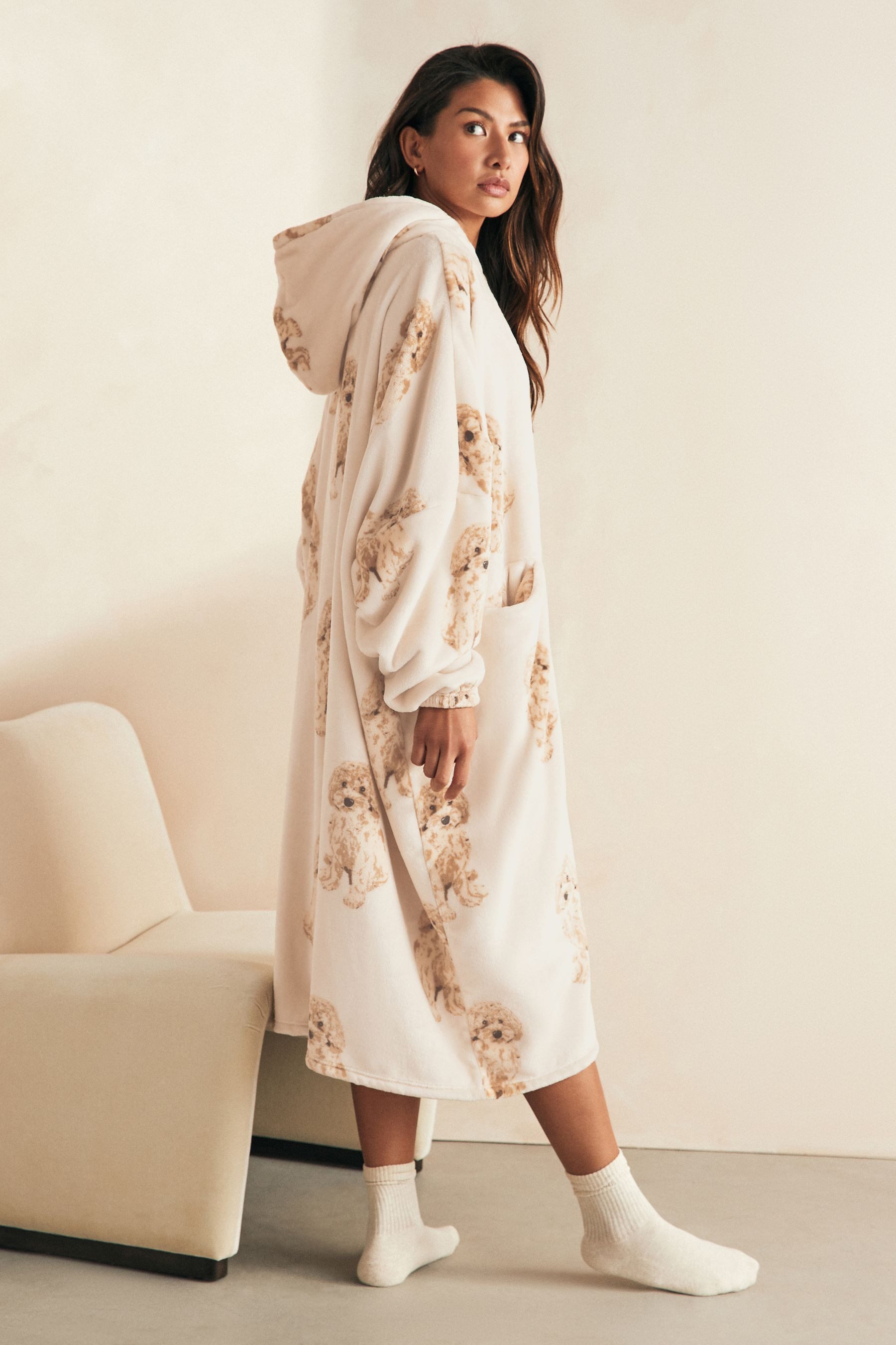 Next Damenbademantel Oversize-Kuscheldecke mit Kapuze, Charlie, Polyester