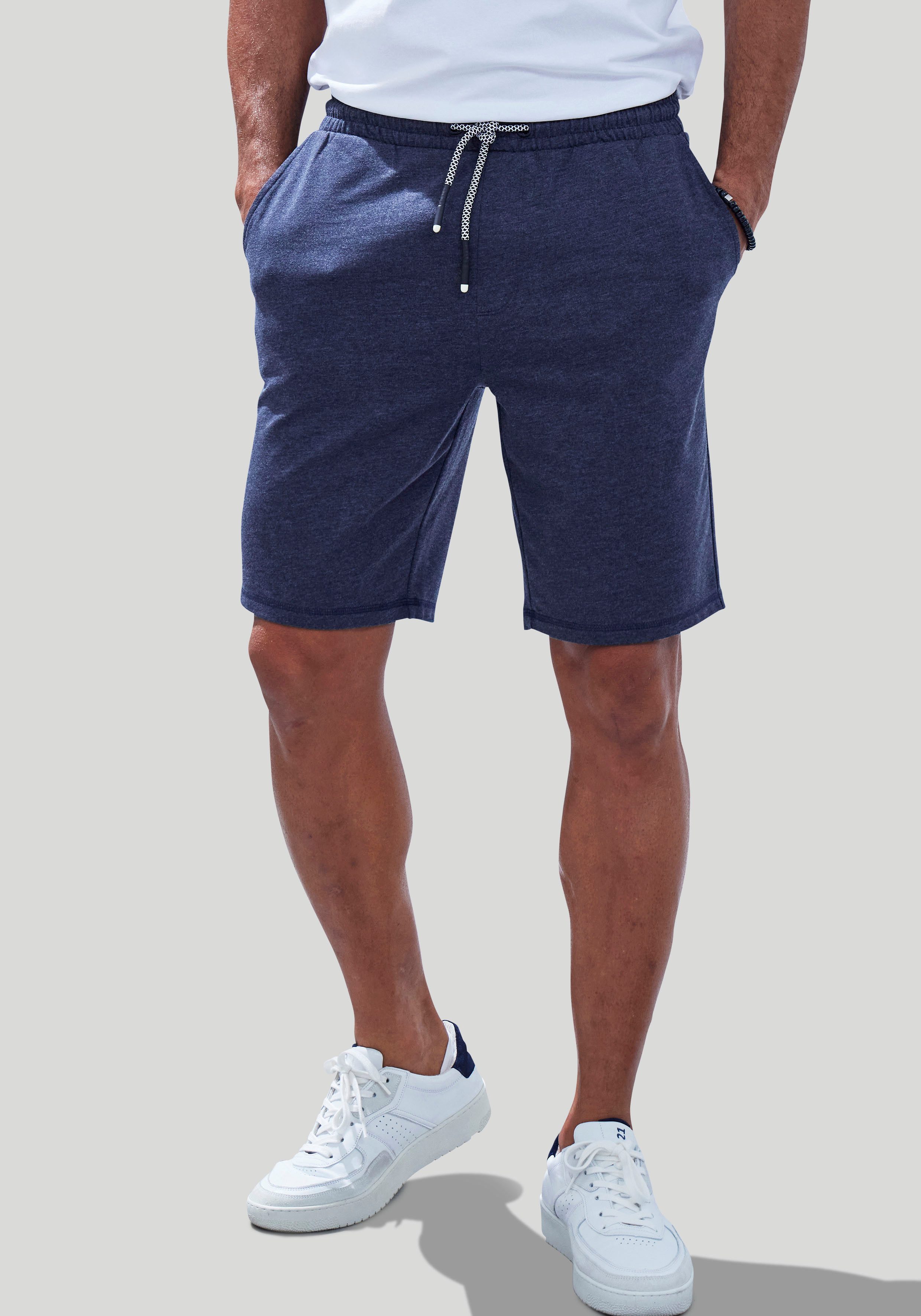 John Devin Sweatshorts "weit geschnitten", in Melange-Optik aus Baumwoll-Mi günstig online kaufen