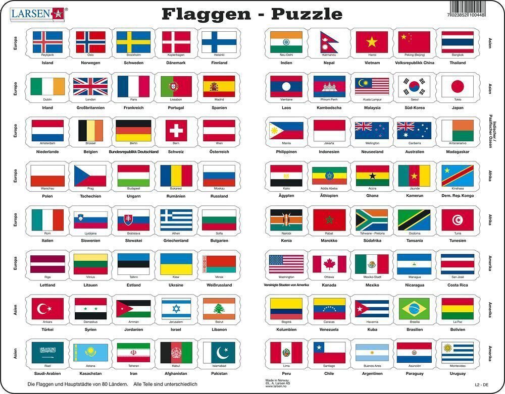 Media Verlag Puzzle Flaggen (Kinderpuzzle), 99 Puzzleteile