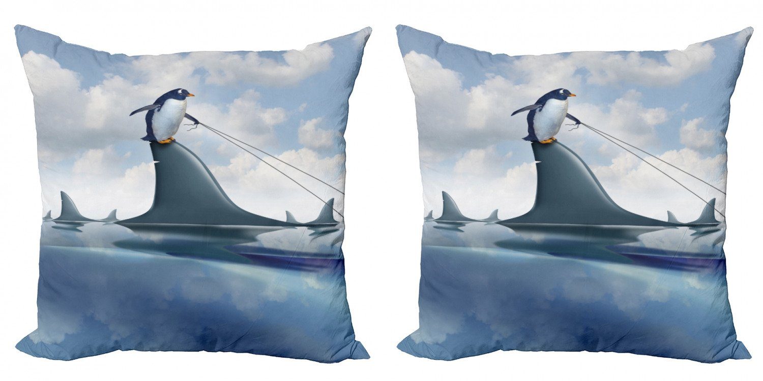 Hai (2 Modern Kissenbezüge Holding-Wildfisch Stück), Penguin Accent Digitaldruck, Doppelseitiger Abakuhaus