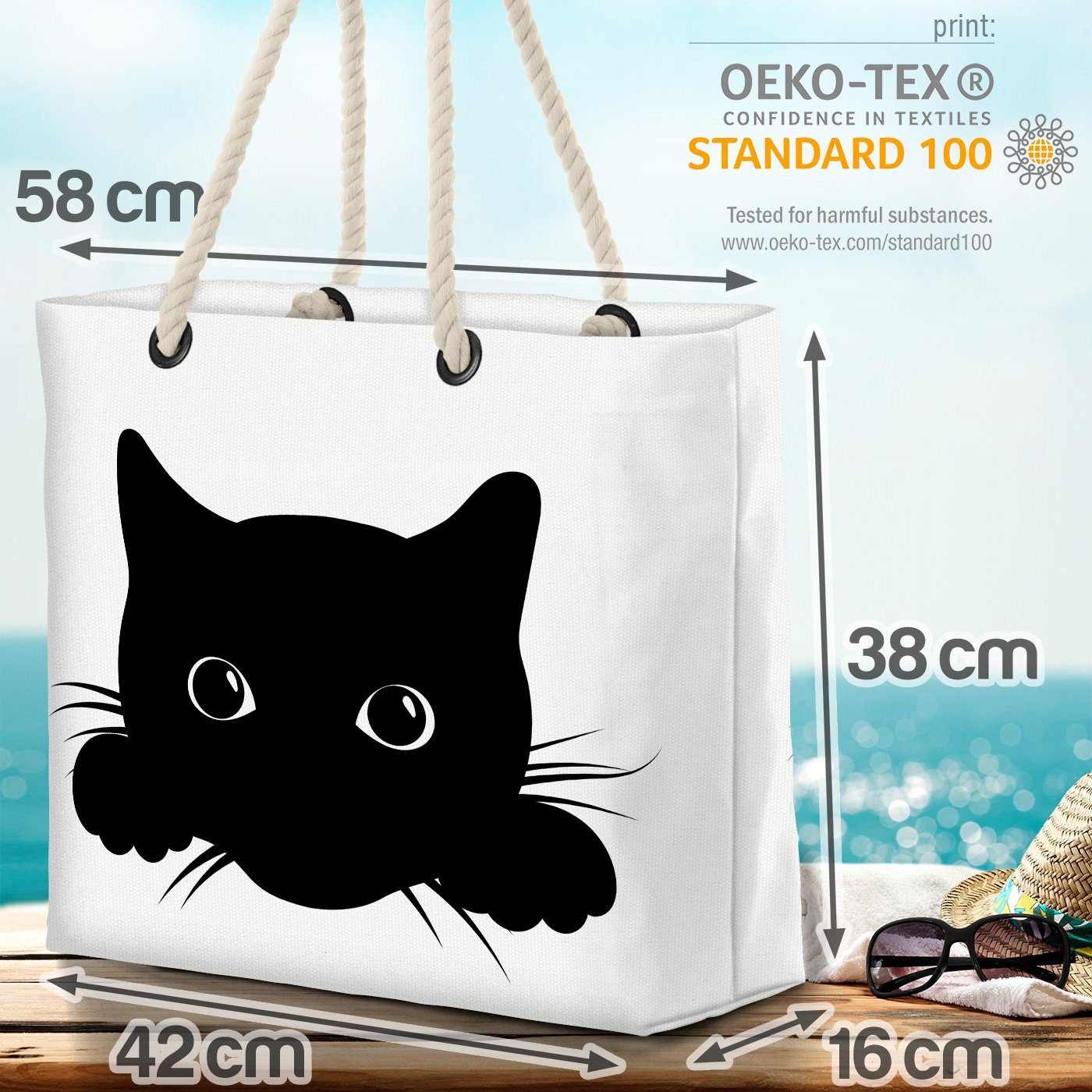 VOID (1-tlg), Haustier Katze Schwarze Spi Strandtasche Haustier Kätzchen Schwarze Cat Katze Tier
