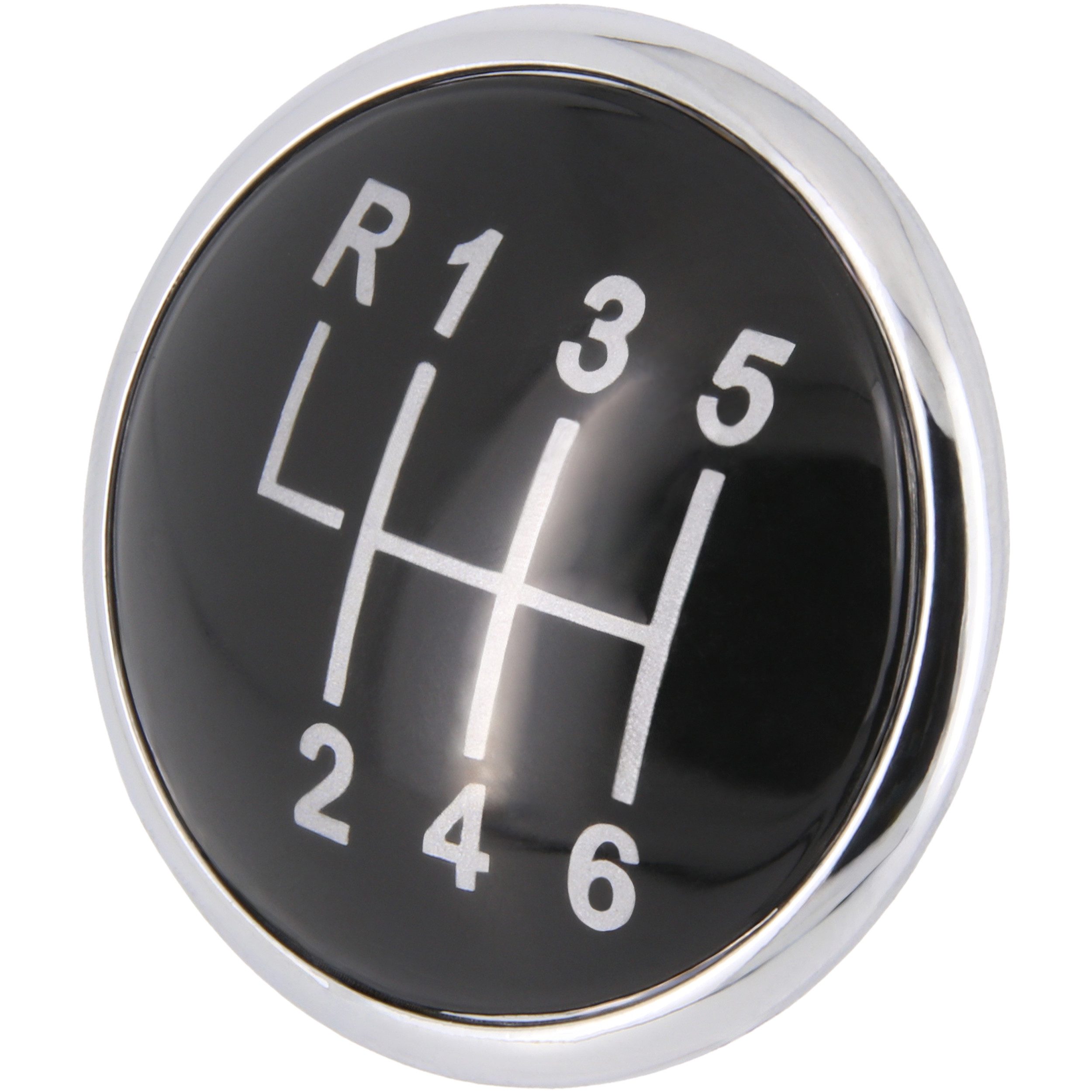 RECAMBO Schalthebel Schaltknauf Kappe Emblem Abdeckung 6 Gang für VW Bora, 1J, 1998-2004, Plug & Play, schwarz - chrom – Bild 3 von 5