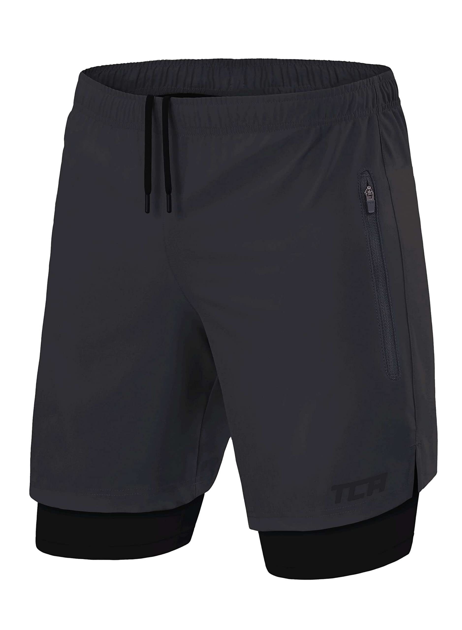 TCA Trainingsshorts TCA Herren 2-in-1 Laufhose mit Kompressionshose - Grau, günstig online kaufen